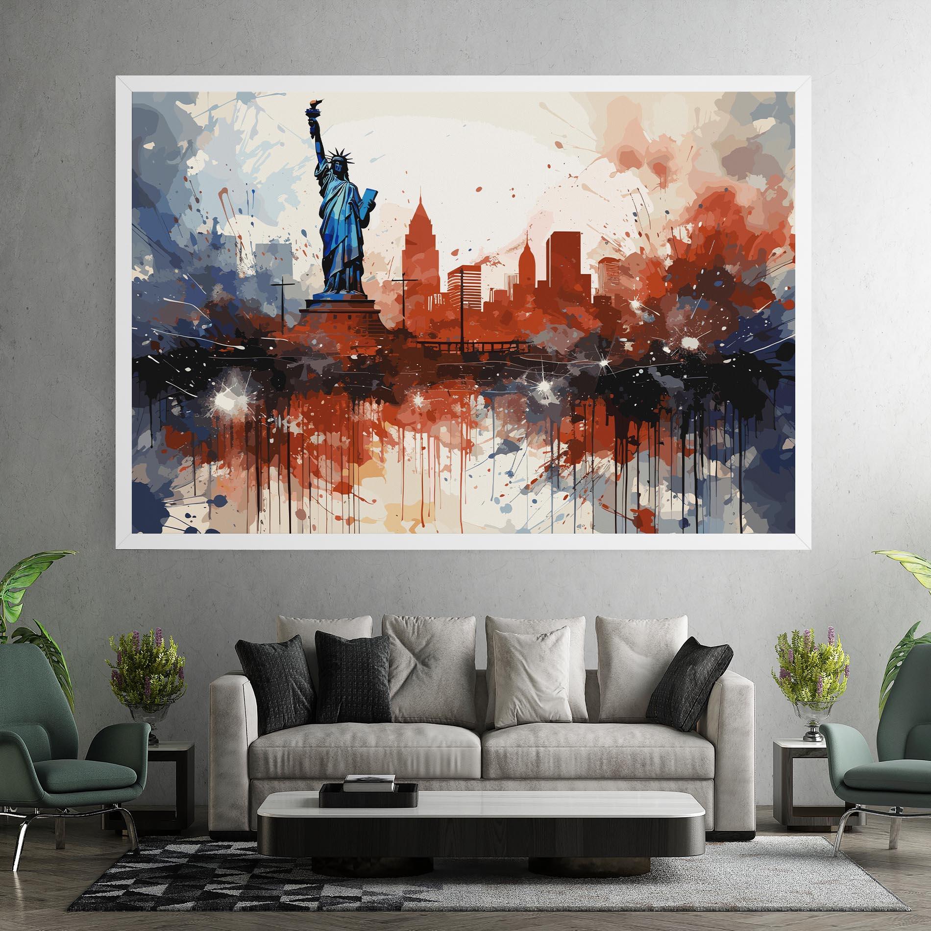 Vászonkép Red Blue Liberty Statue mockup 7