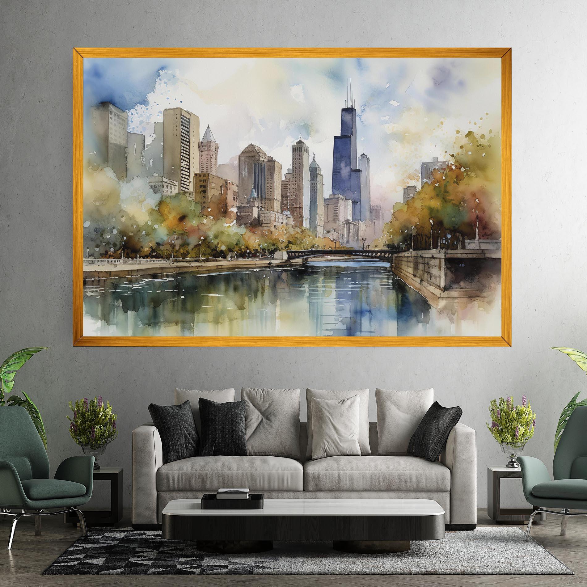 Vászonkép City Skyline Painting mockup 7