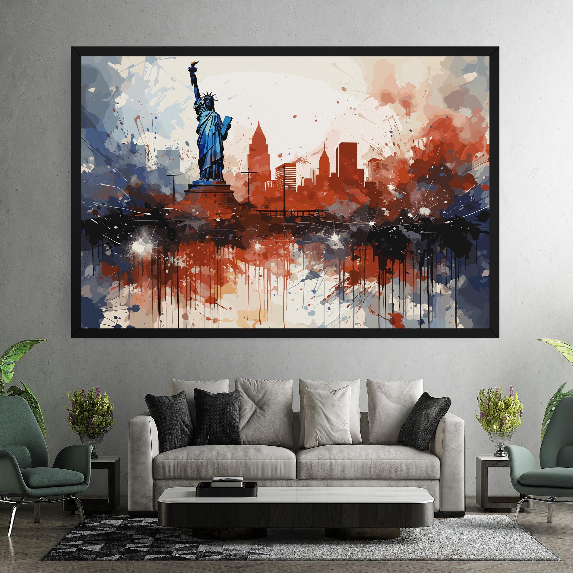 Vászonkép Red Blue Liberty Statue mockup 7