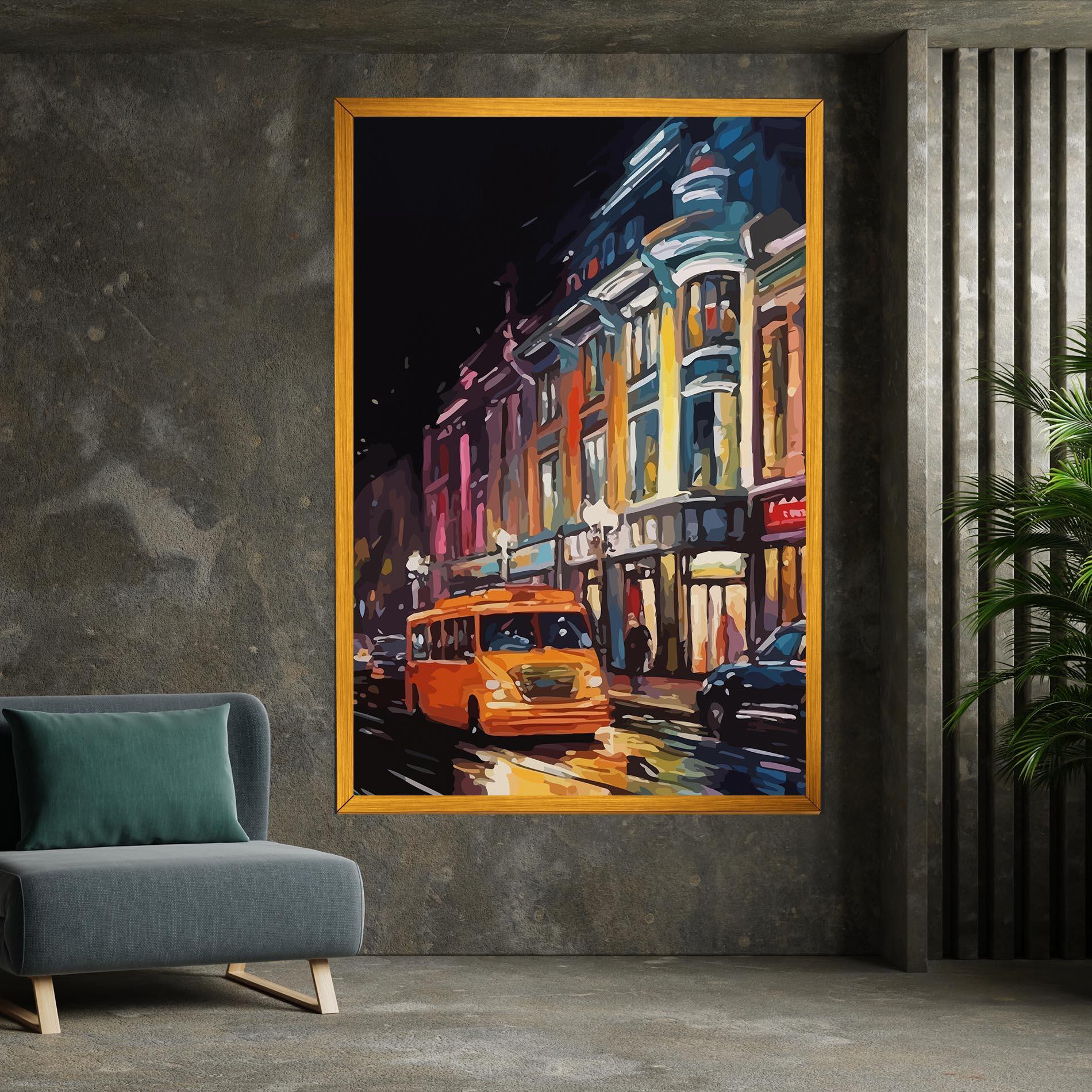 Vászonkép Yellow Car City Art mockup 7