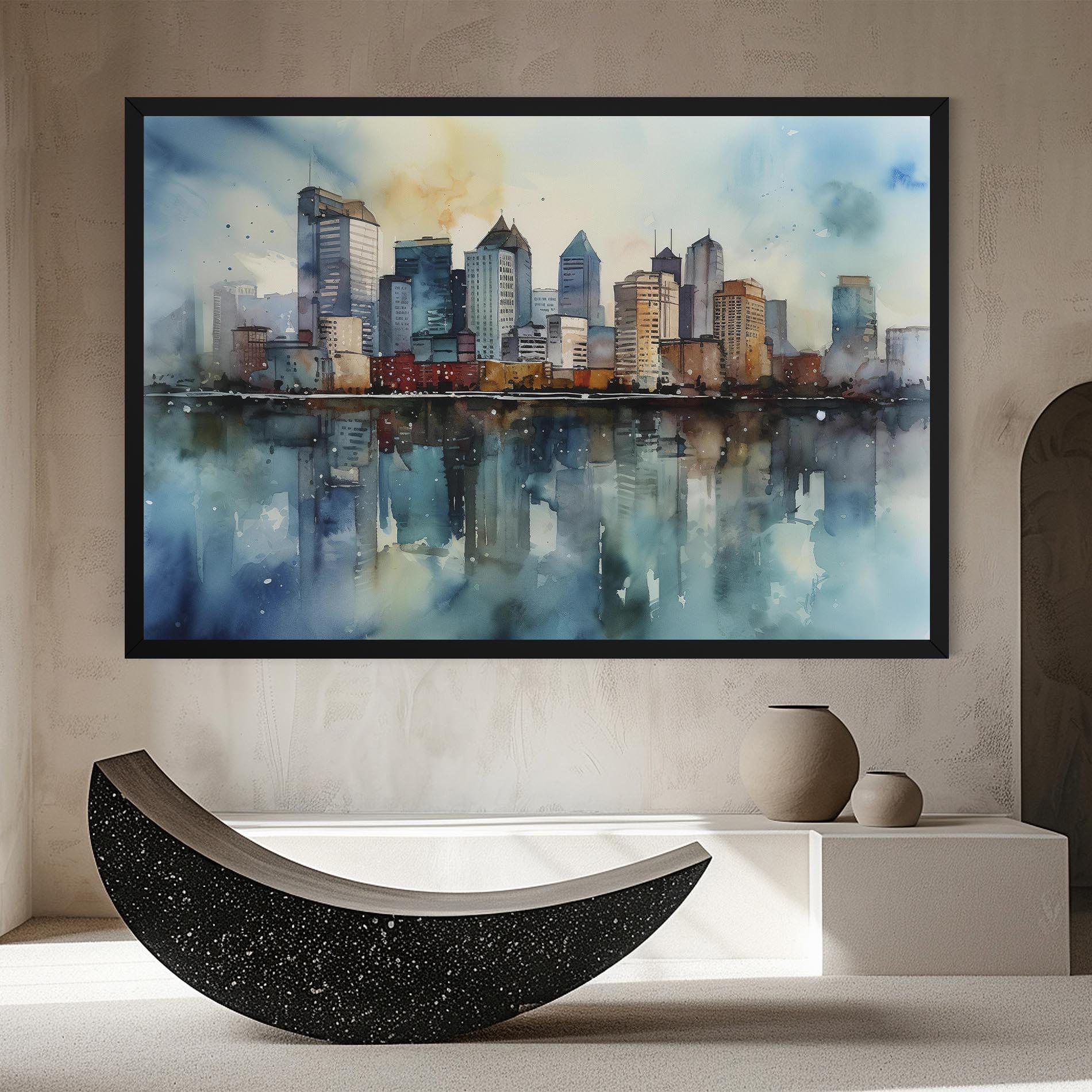 Vászonkép Watercolor City Skyline mockup 8