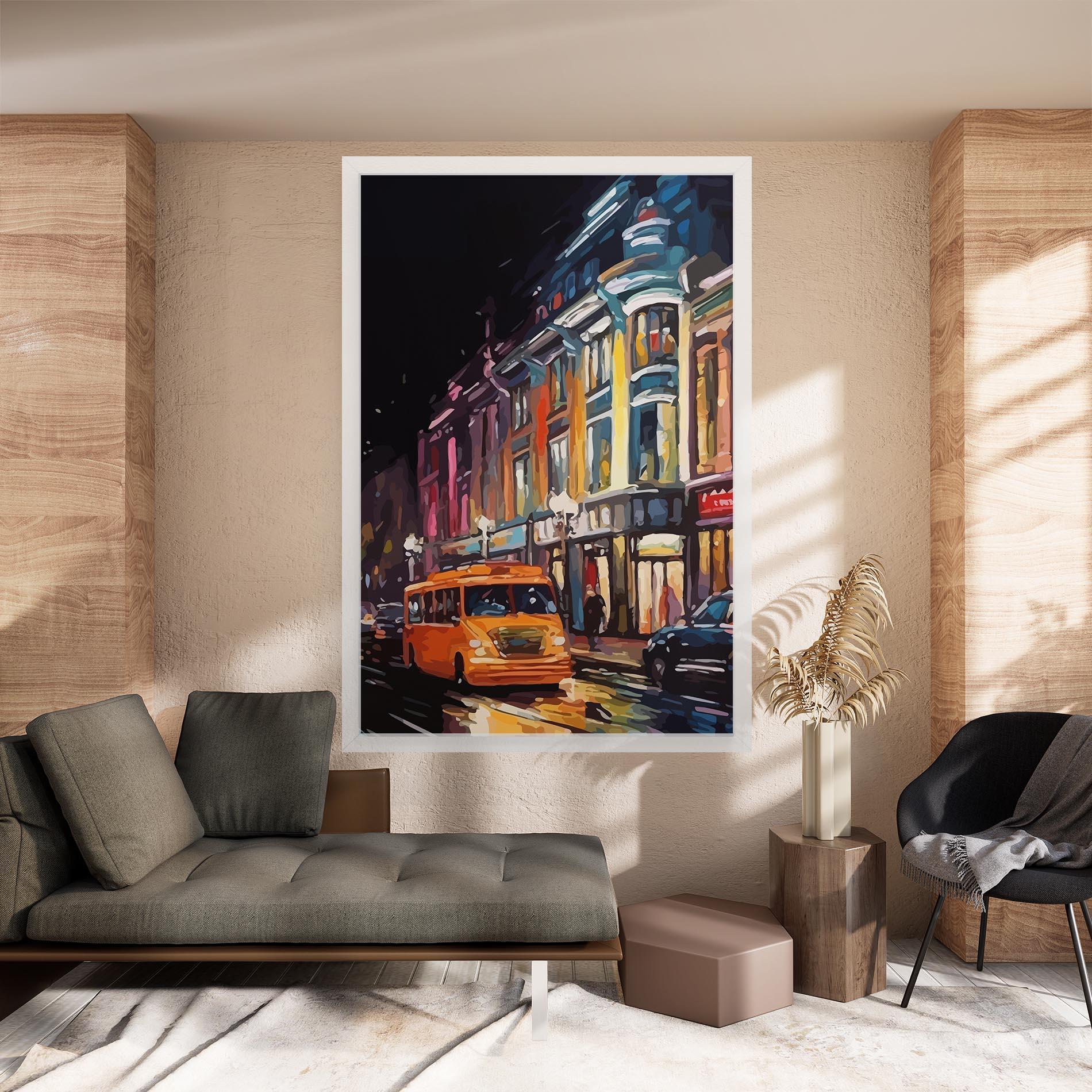 Vászonkép Yellow Car City Art mockup 8