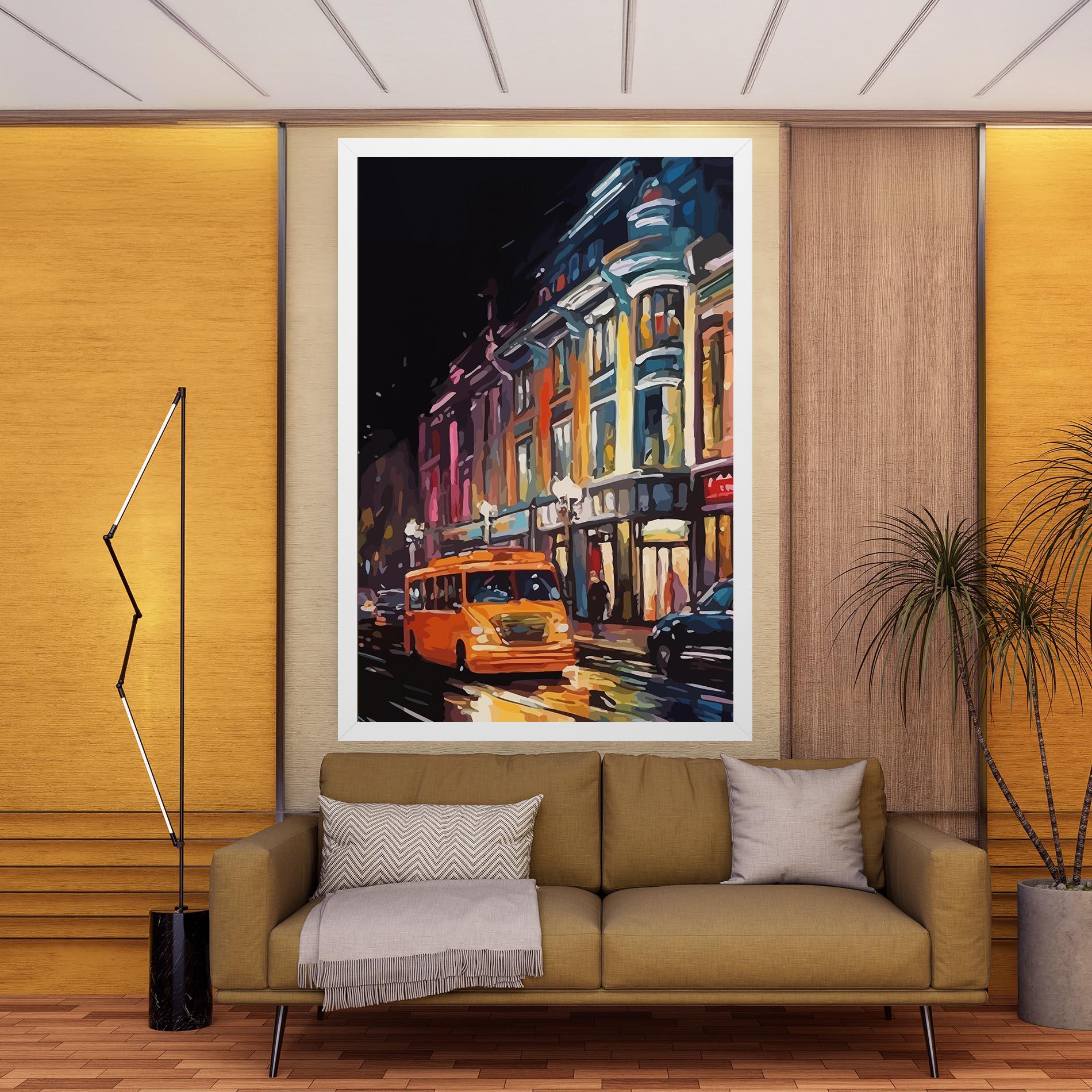 Vászonkép Yellow Car City Art mockup 9