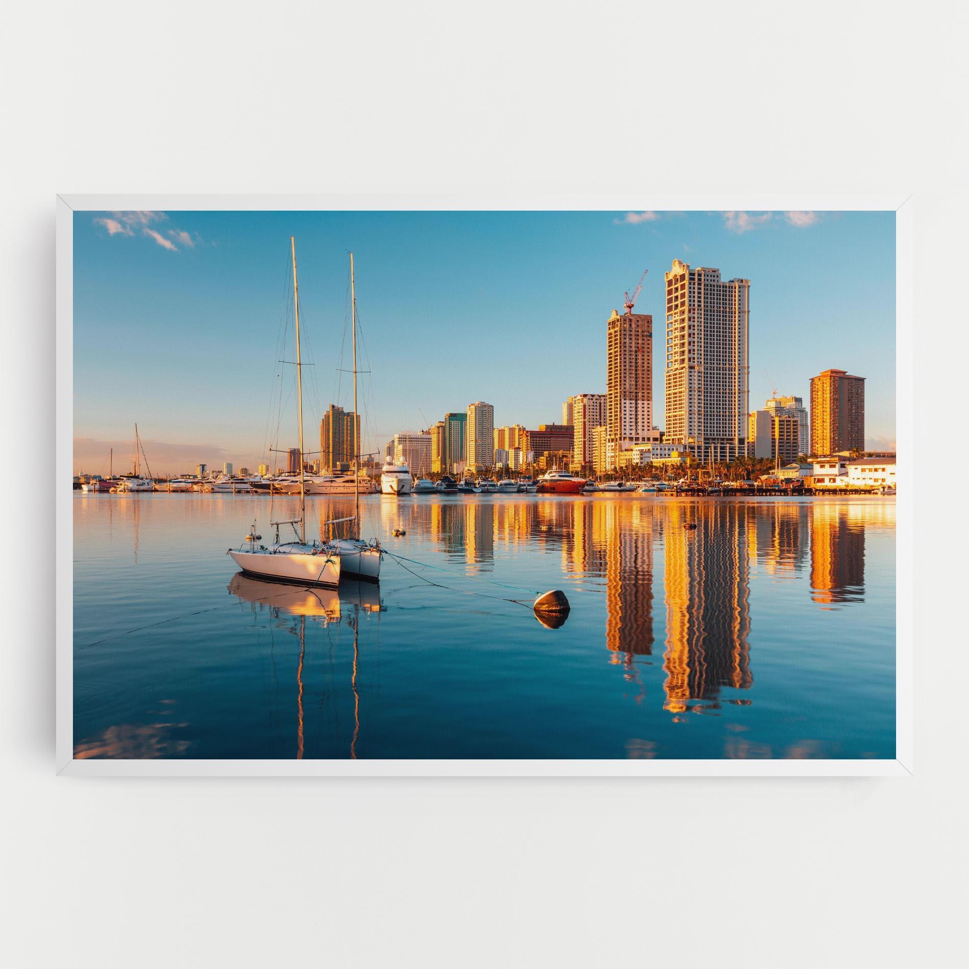 Vászonkép Skyscrapers Water mockup 0