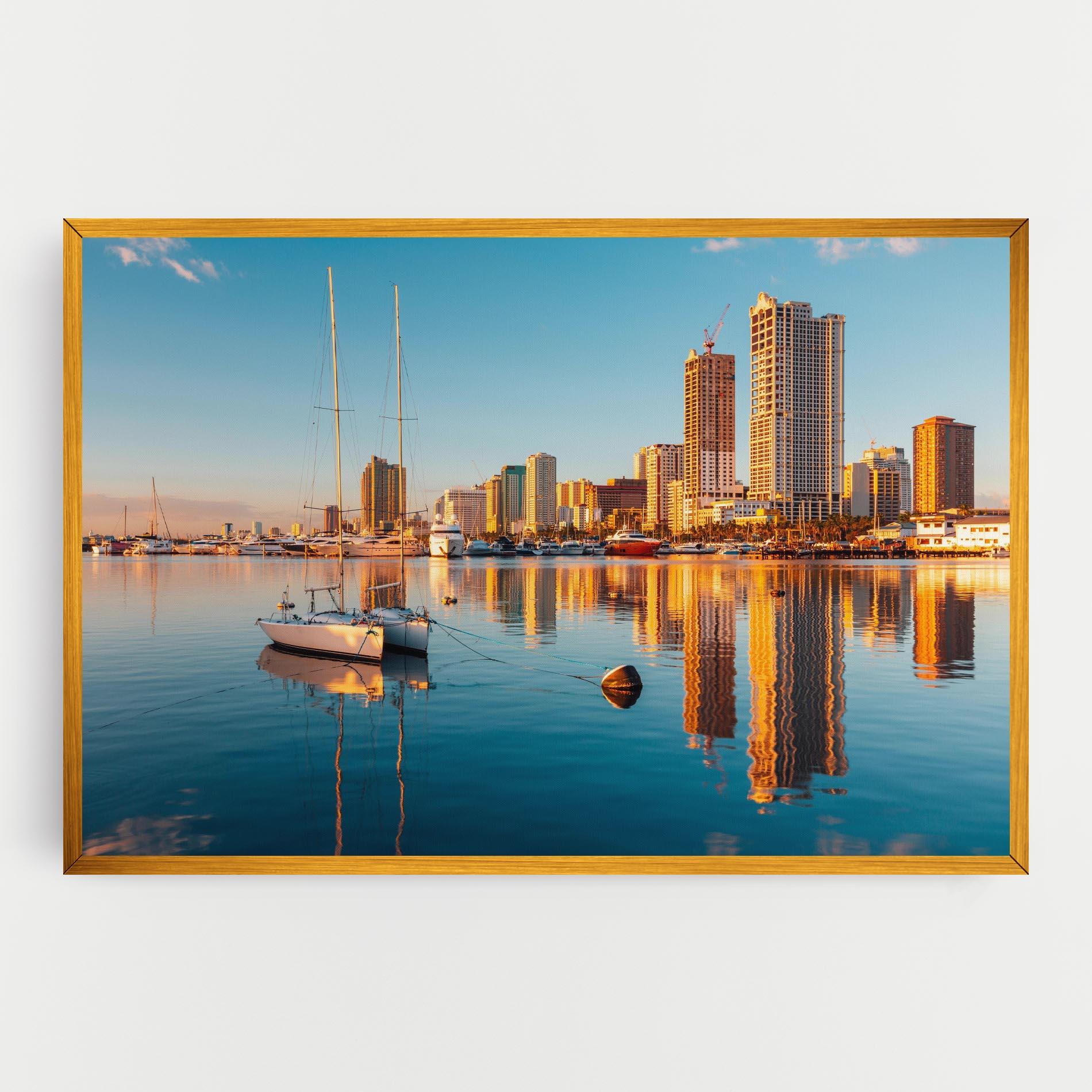 Vászonkép Skyscrapers Water mockup 0