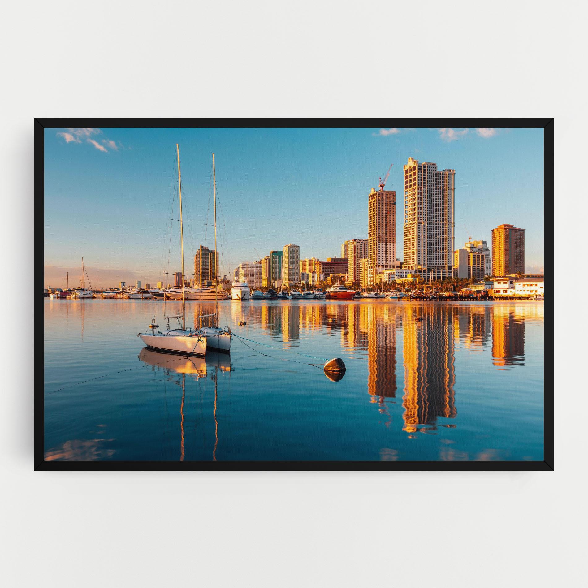 Vászonkép Skyscrapers Water mockup 0