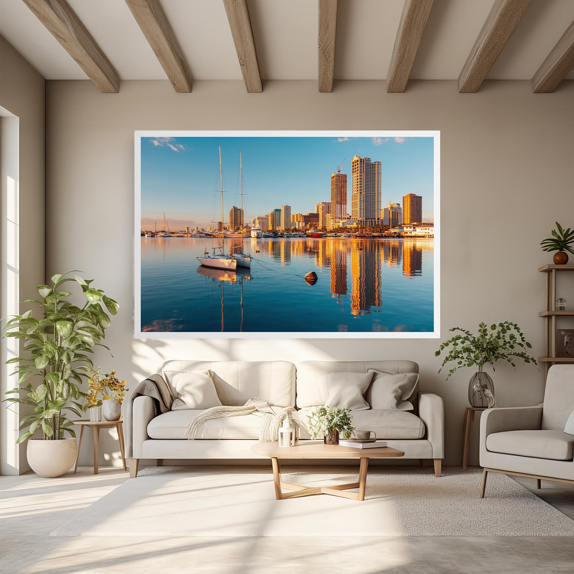 Vászonkép Skyscrapers Water mockup 6