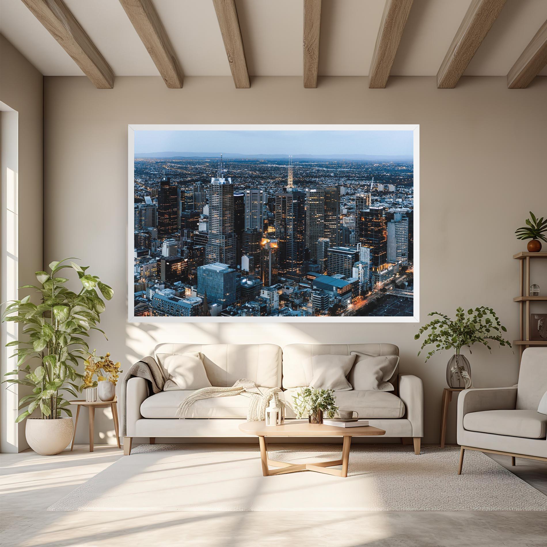 Vászonkép Yellow Lights Skyline mockup 6