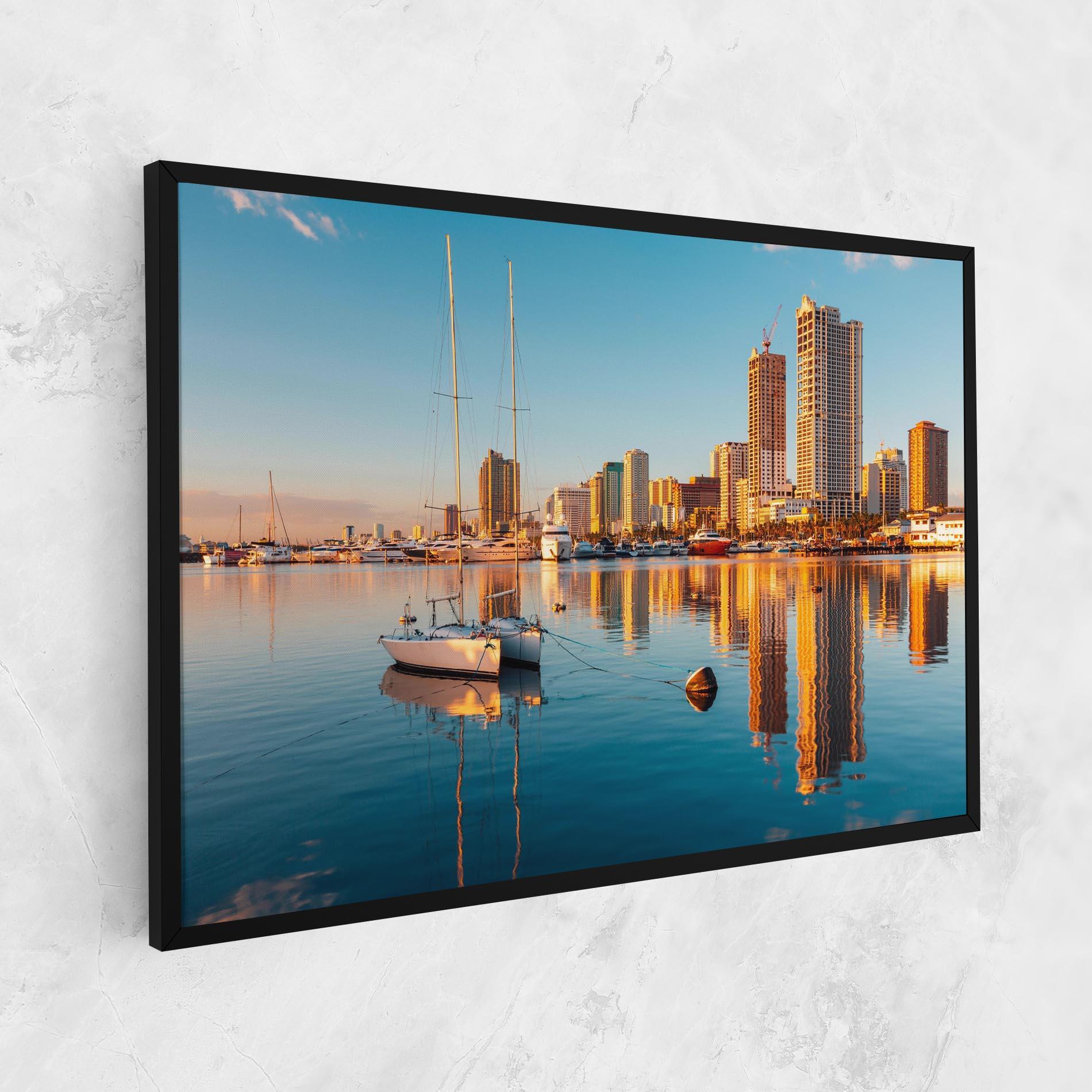 Vászonkép Skyscrapers Water mockup 1