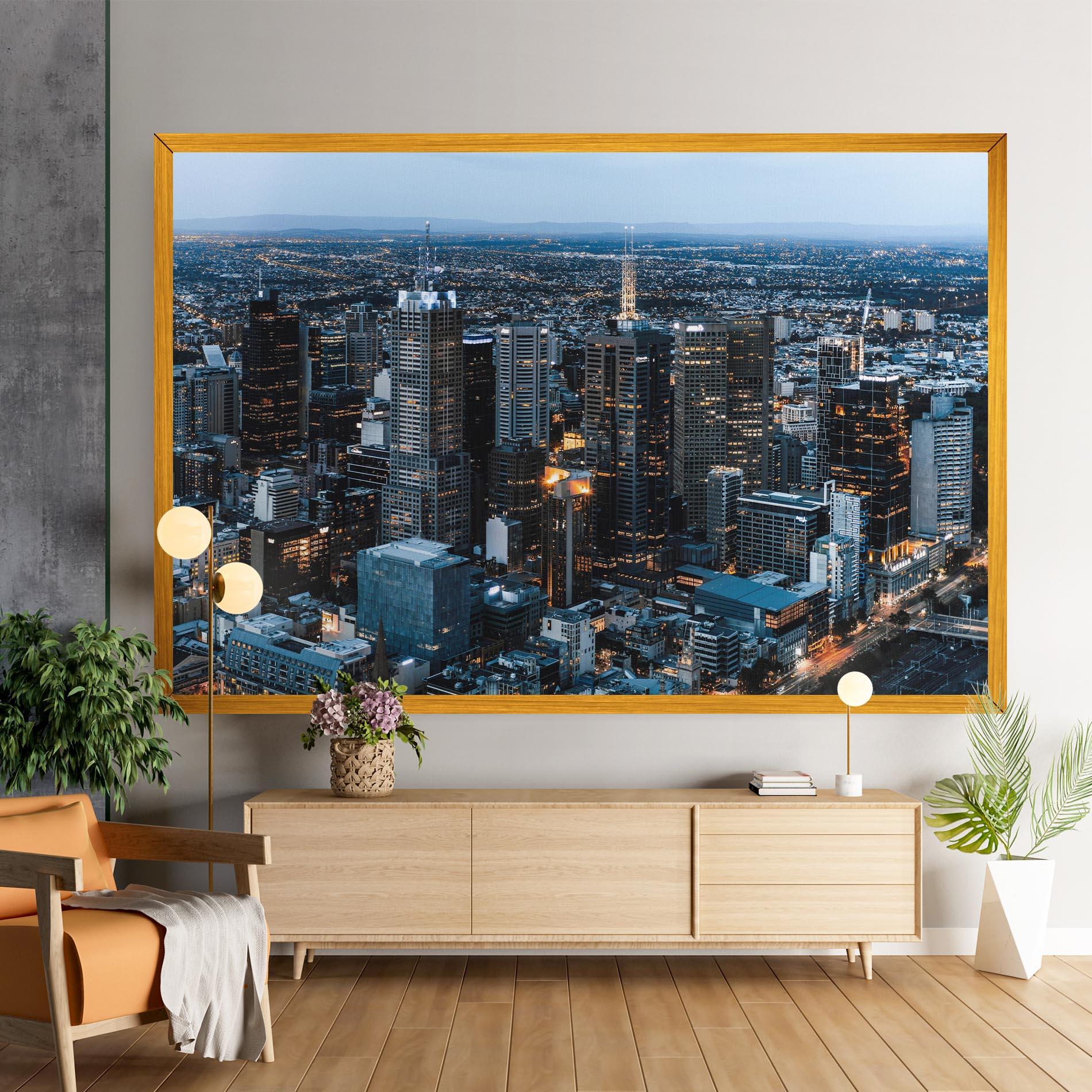 Vászonkép Yellow Lights Skyline mockup 9