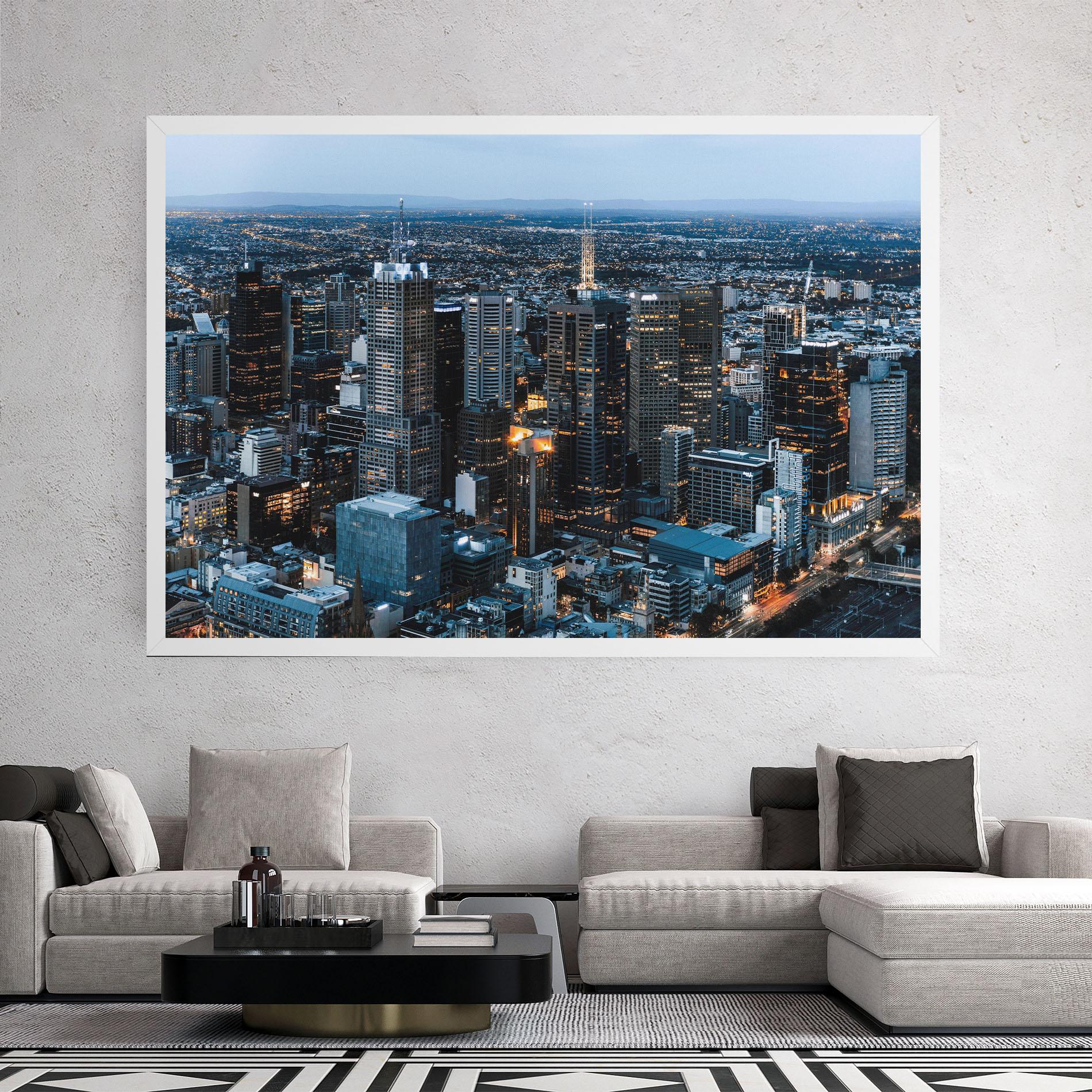 Vászonkép Yellow Lights Skyline mockup 2