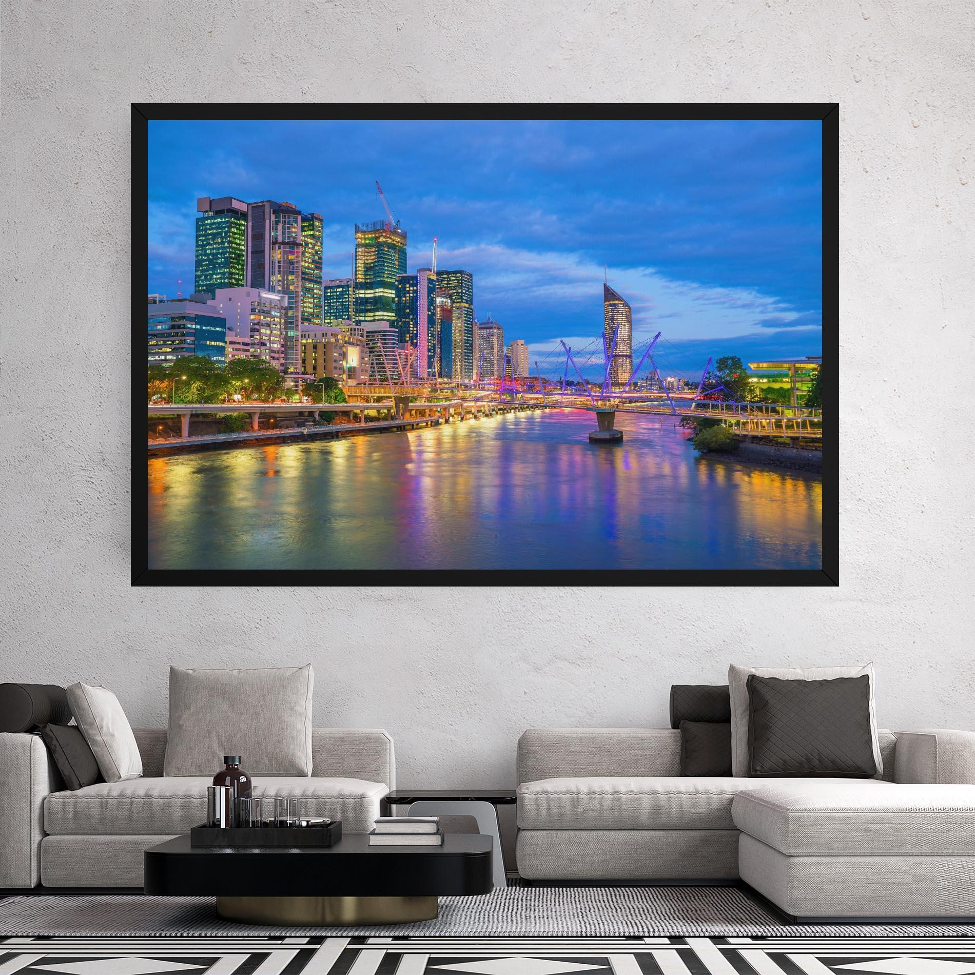 Vászonkép Brisbane Skyline View mockup 2