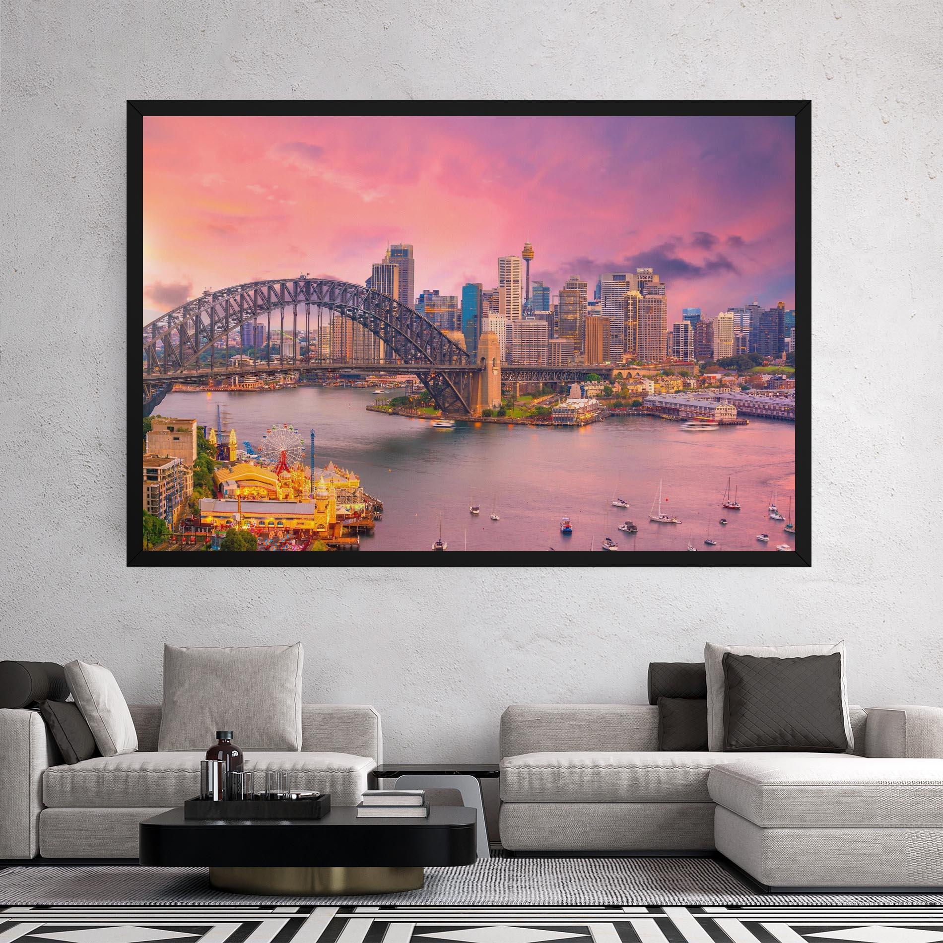 Vászonkép Pink Sydney Skyline mockup 2