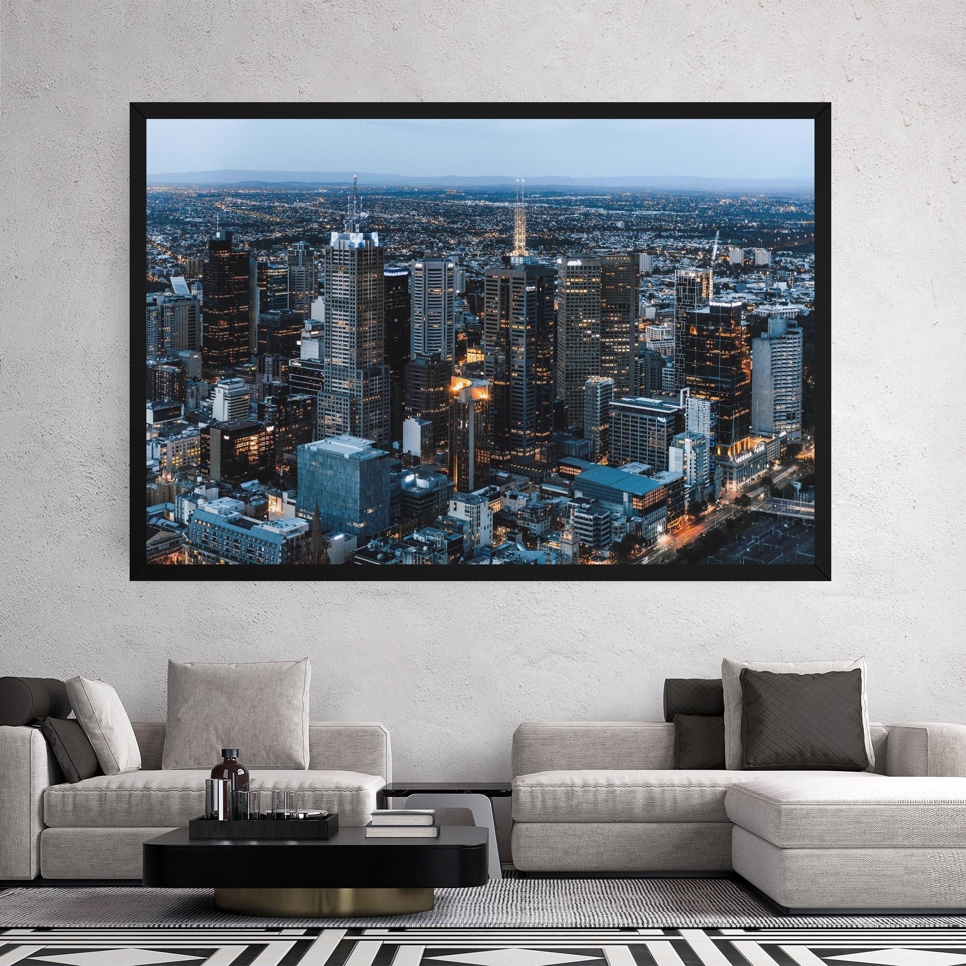 Vászonkép Yellow Lights Skyline mockup 2