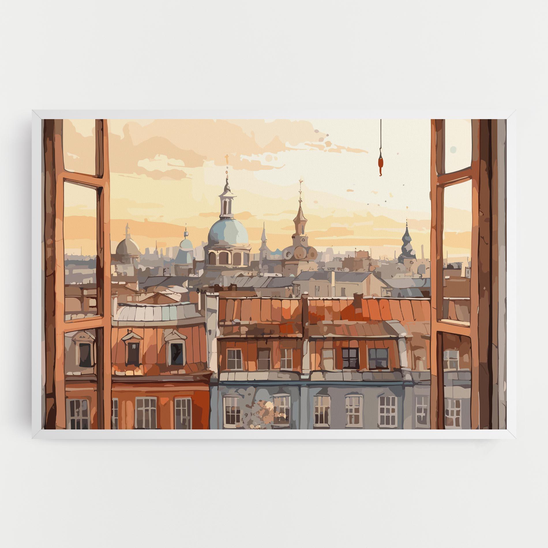 Vászonkép Window City View mockup 0