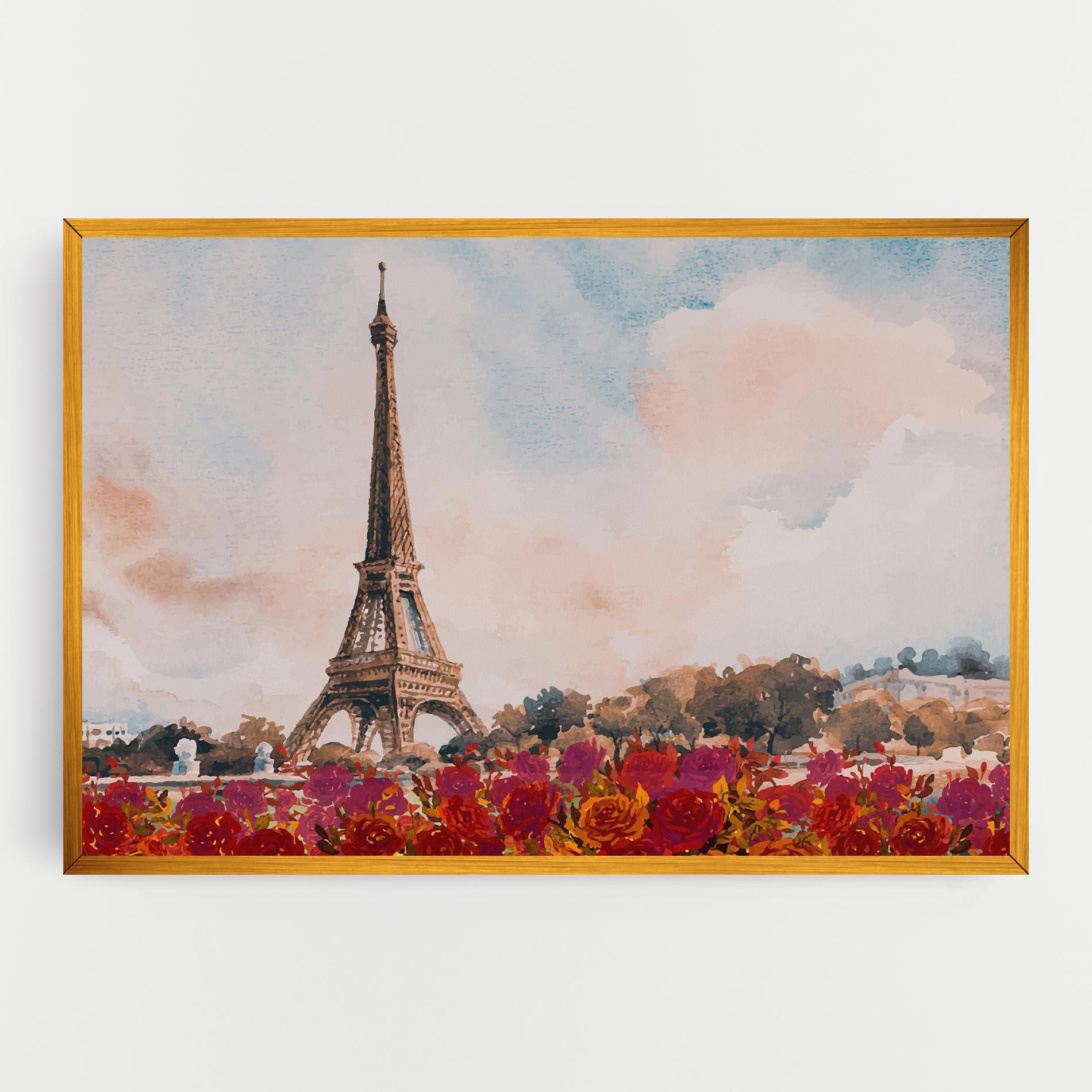 Vászonkép Eiffel Tower Roses mockup 0