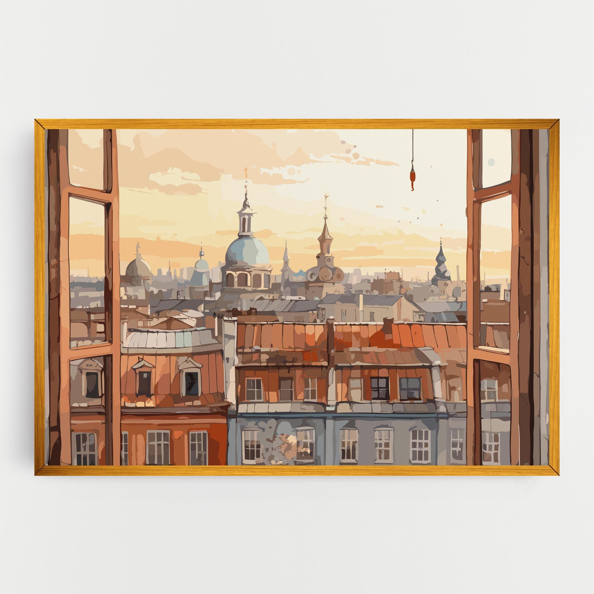 Vászonkép Window City View mockup 0