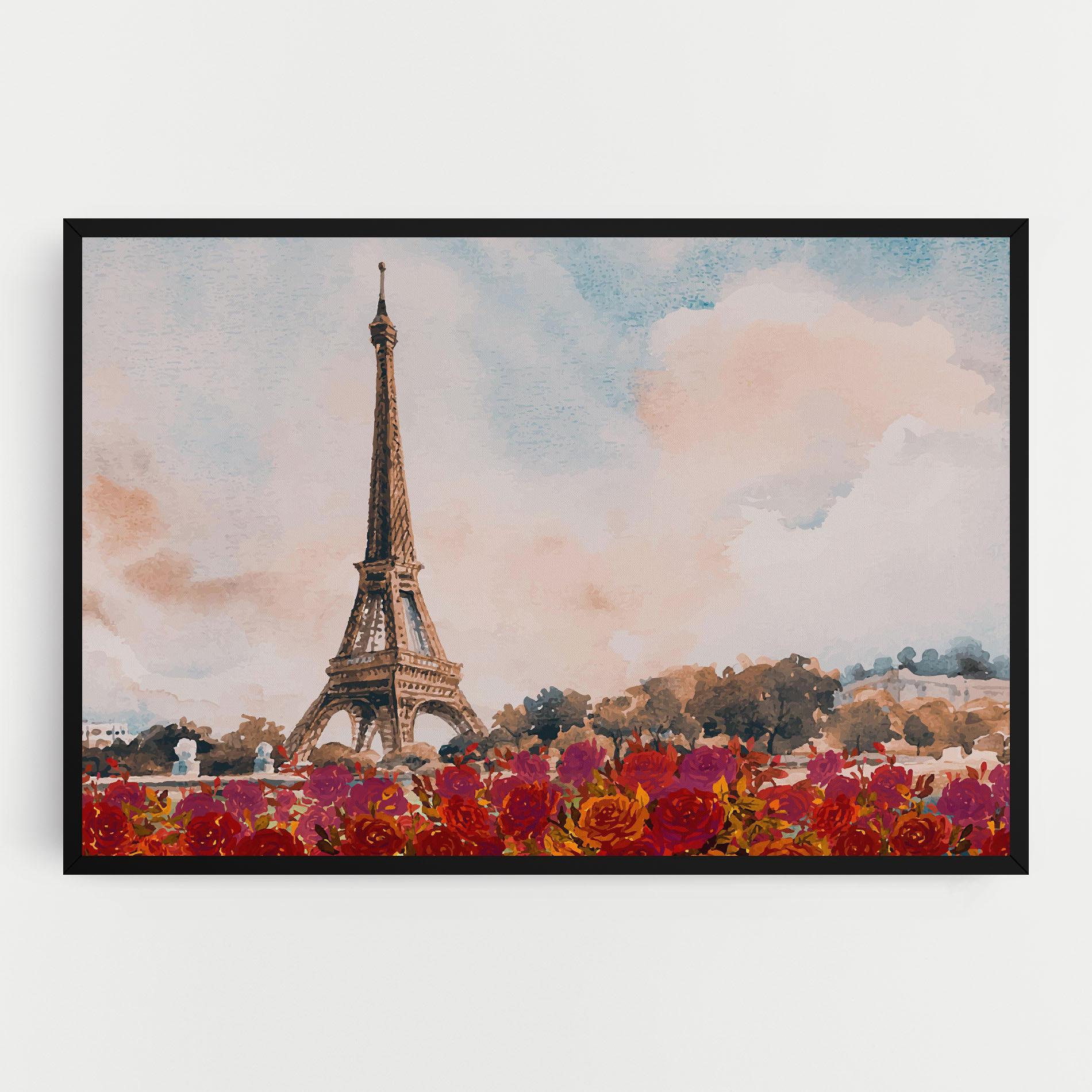 Vászonkép Eiffel Tower Roses mockup 0