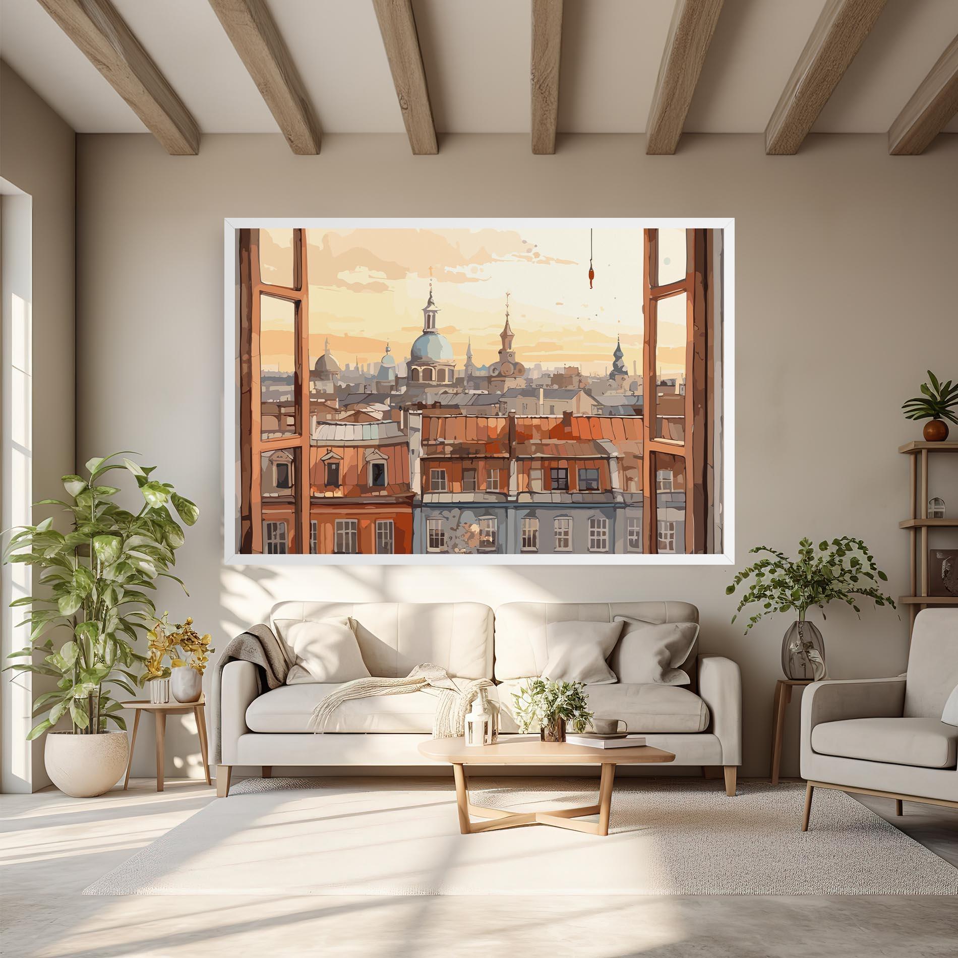 Vászonkép Window City View mockup 6