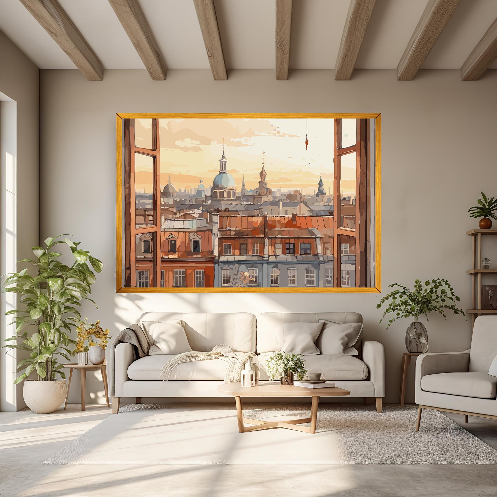 Vászonkép Window City View mockup 6