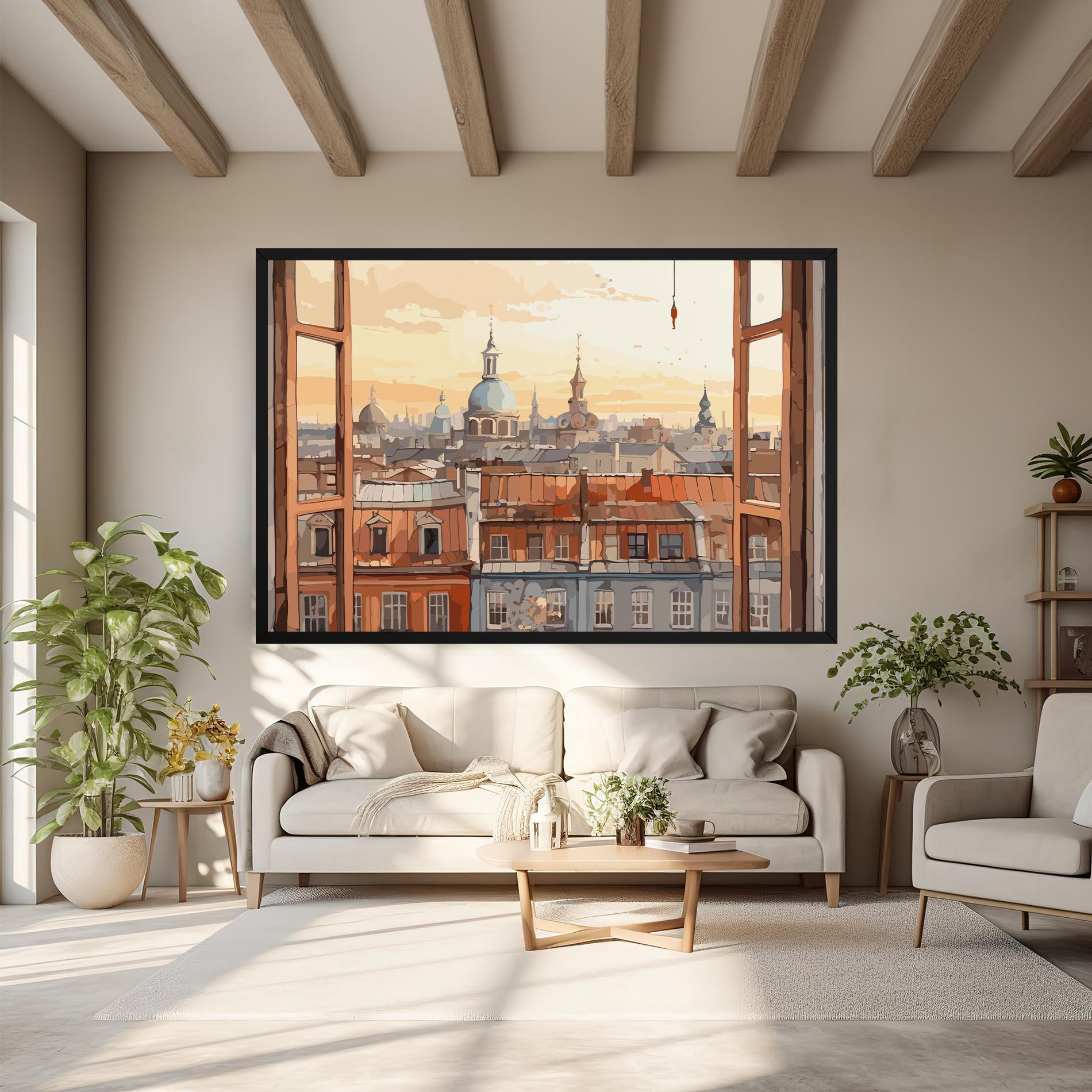 Vászonkép Window City View mockup 6