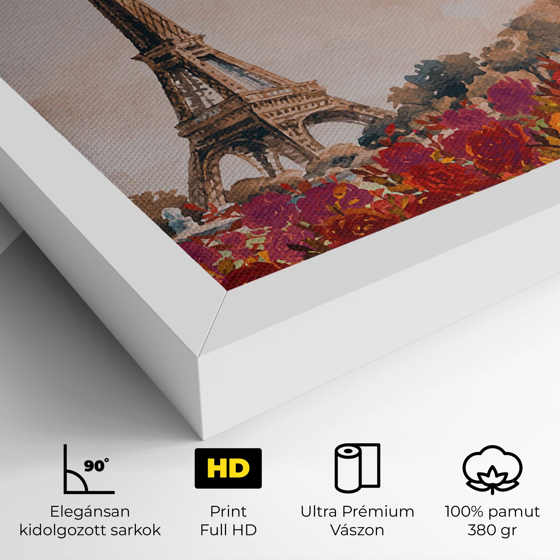 Vászonkép Eiffel Tower Roses mockup 4