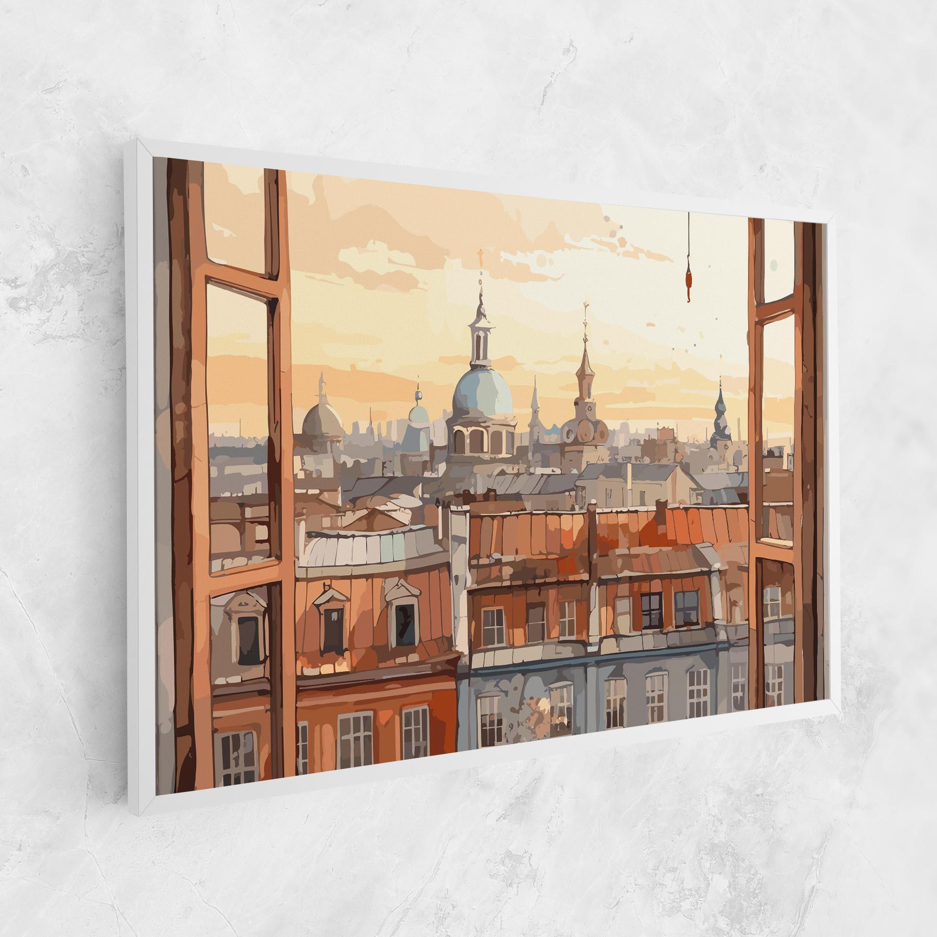 Vászonkép Window City View mockup 1