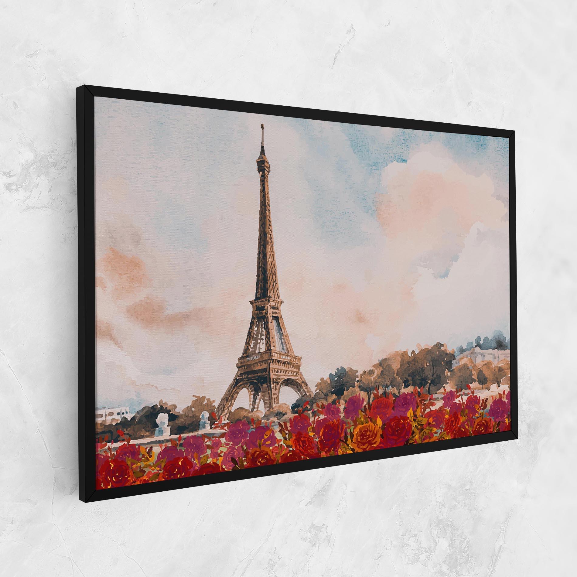 Vászonkép Eiffel Tower Roses mockup 1