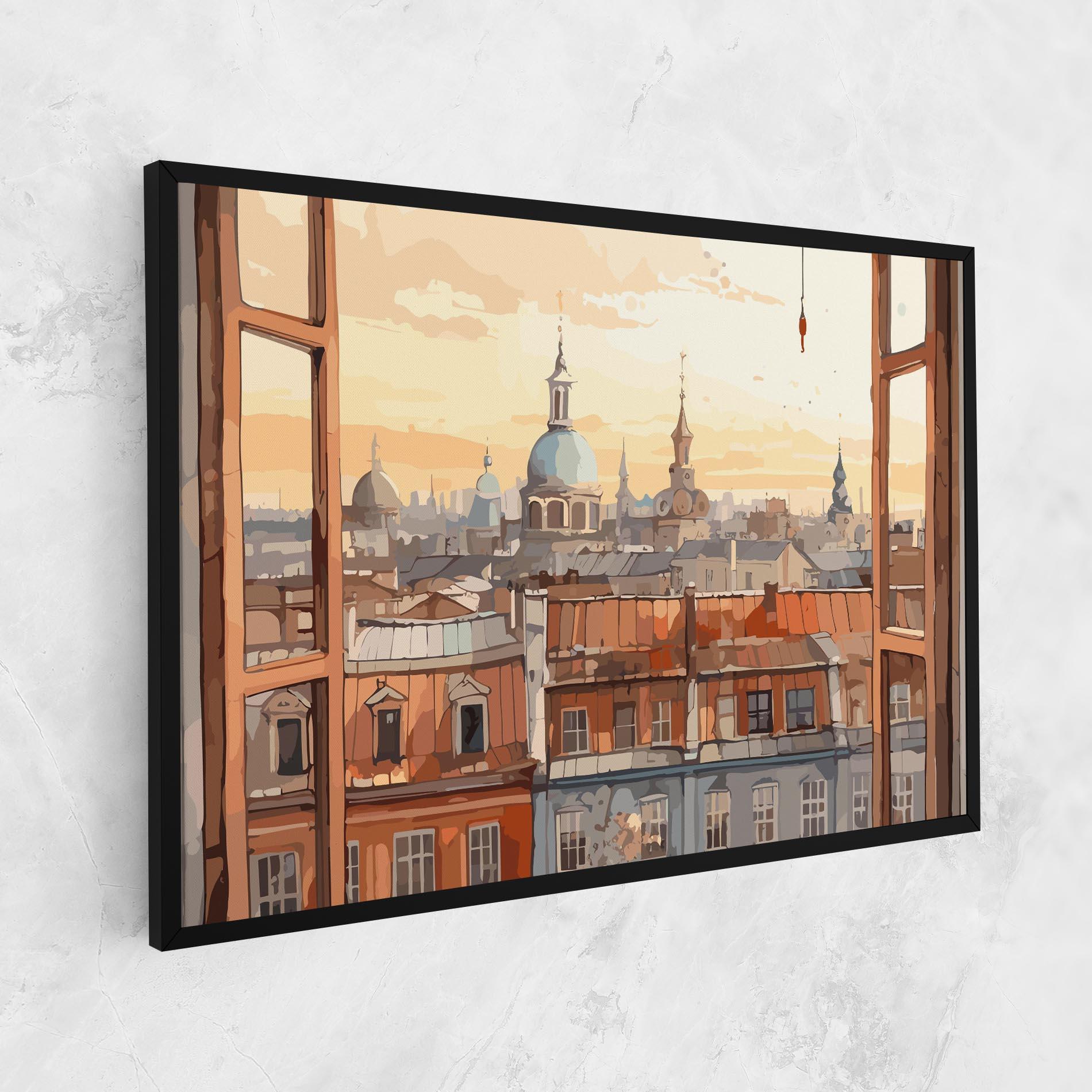 Vászonkép Window City View mockup 1