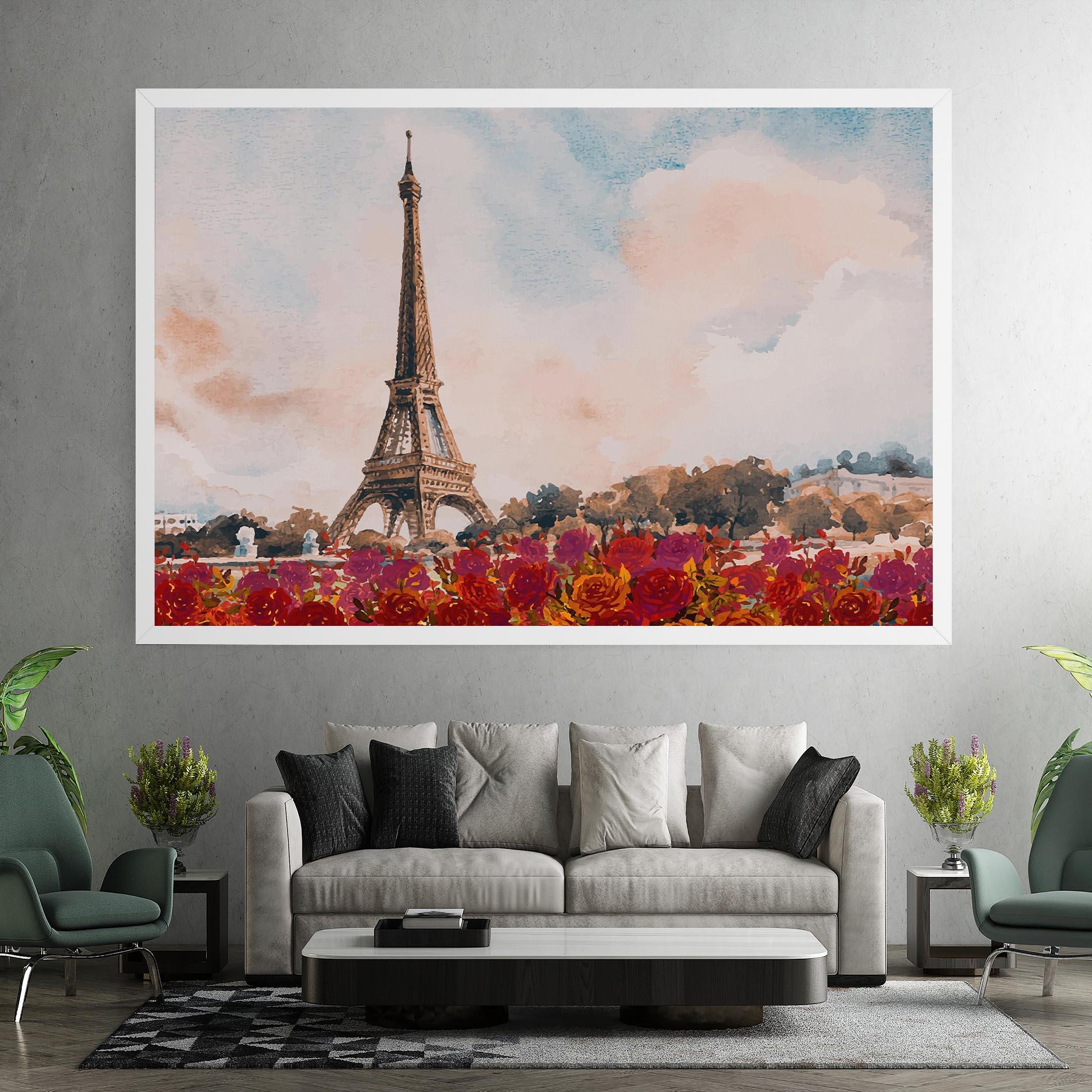 Vászonkép Eiffel Tower Roses mockup 7