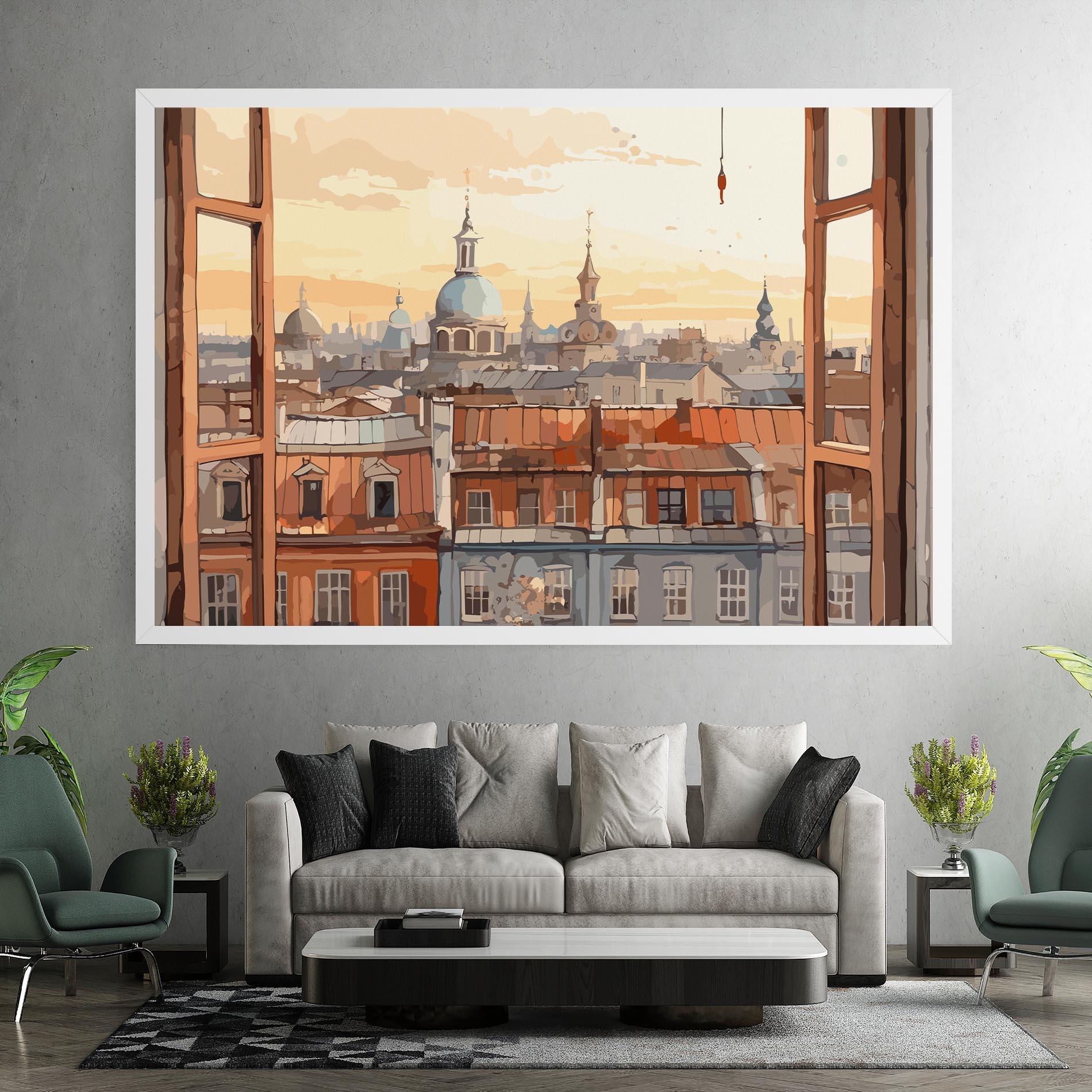 Vászonkép Window City View mockup 7