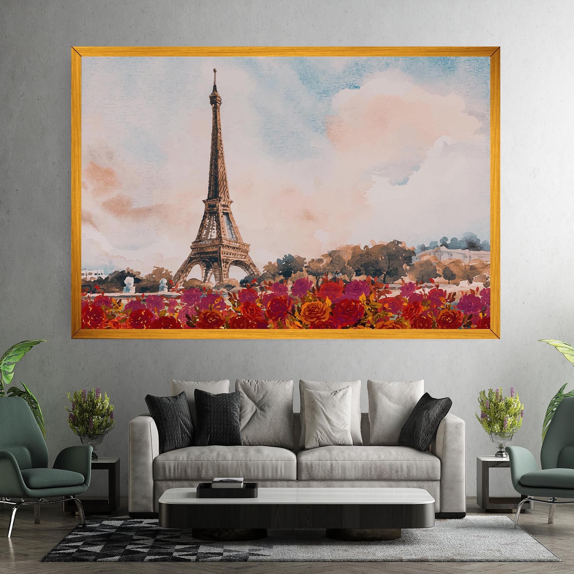 Vászonkép Eiffel Tower Roses mockup 7