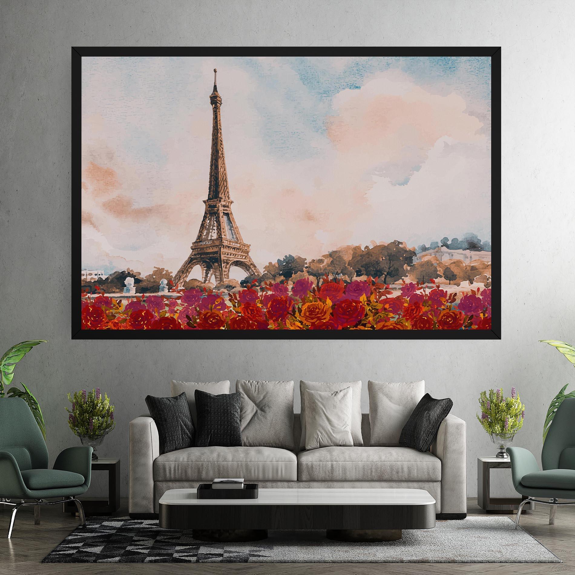 Vászonkép Eiffel Tower Roses mockup 7
