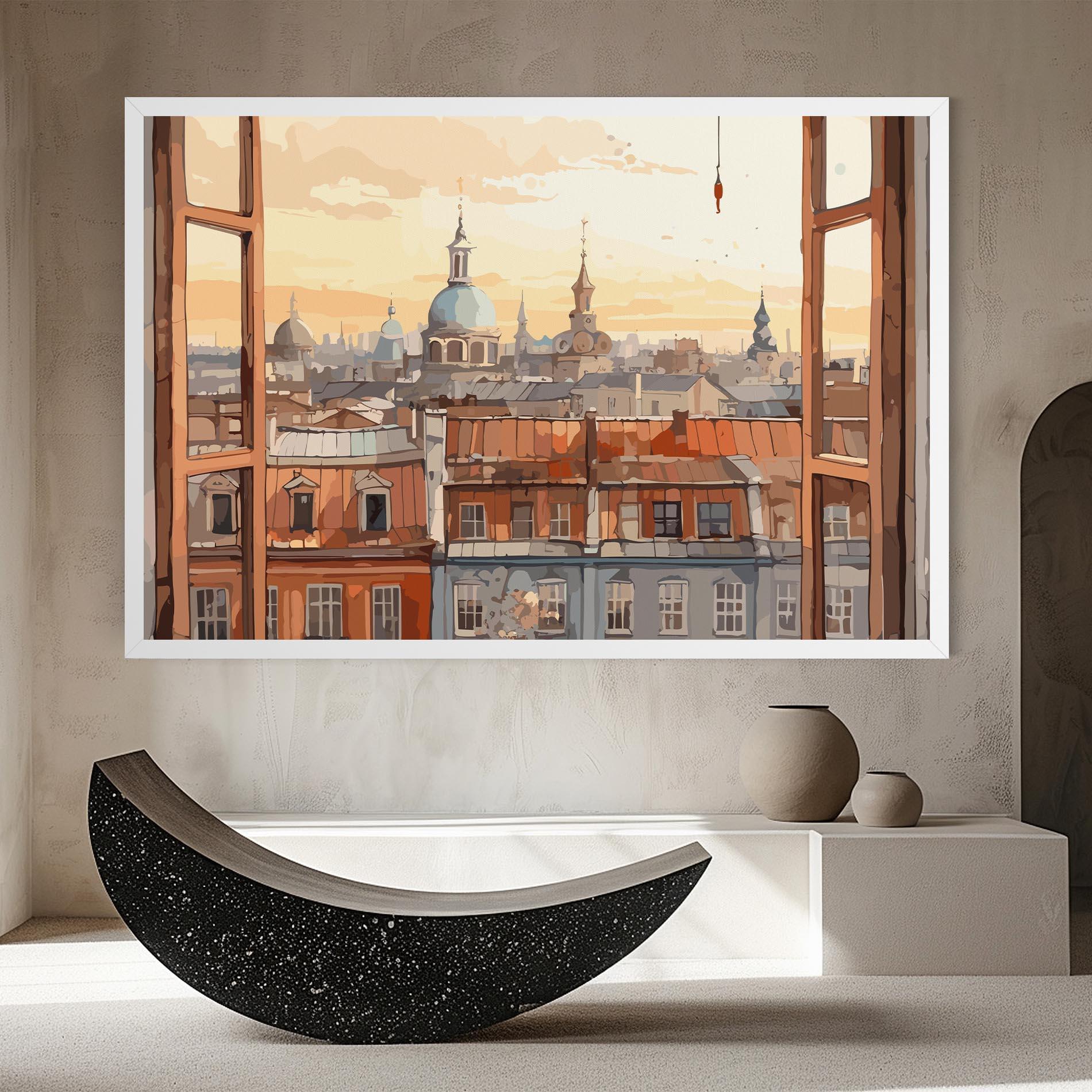 Vászonkép Window City View mockup 8