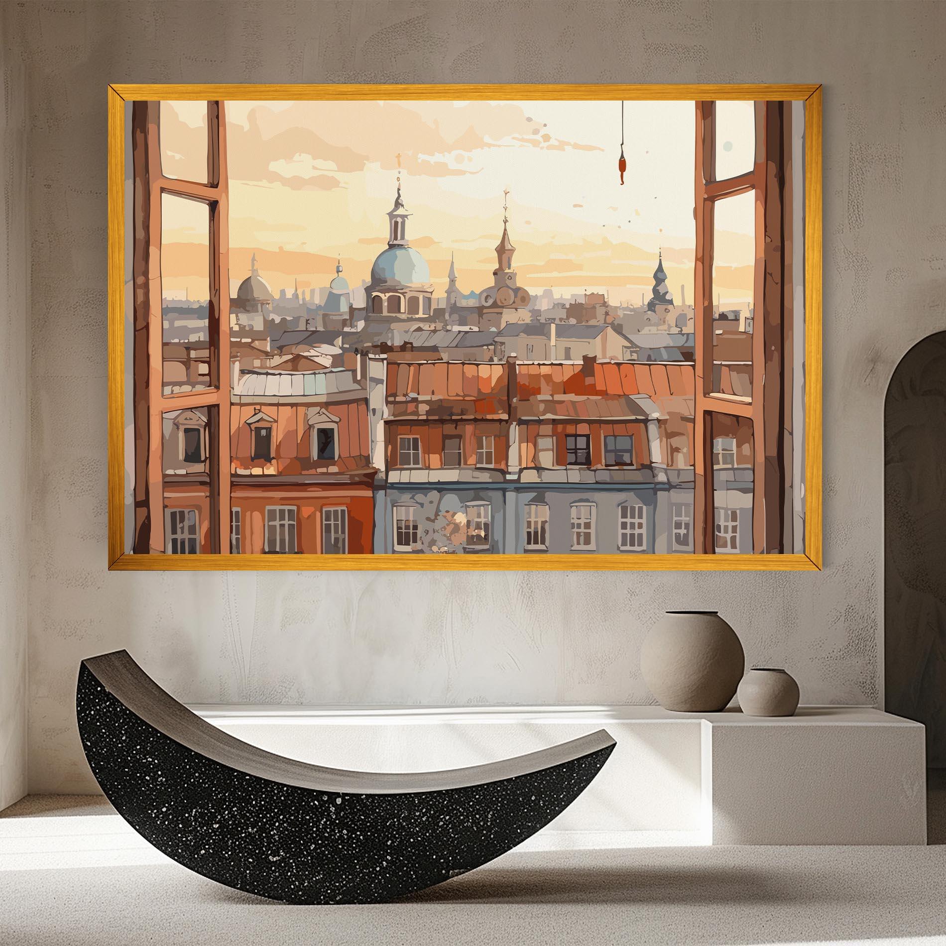 Vászonkép Window City View mockup 8