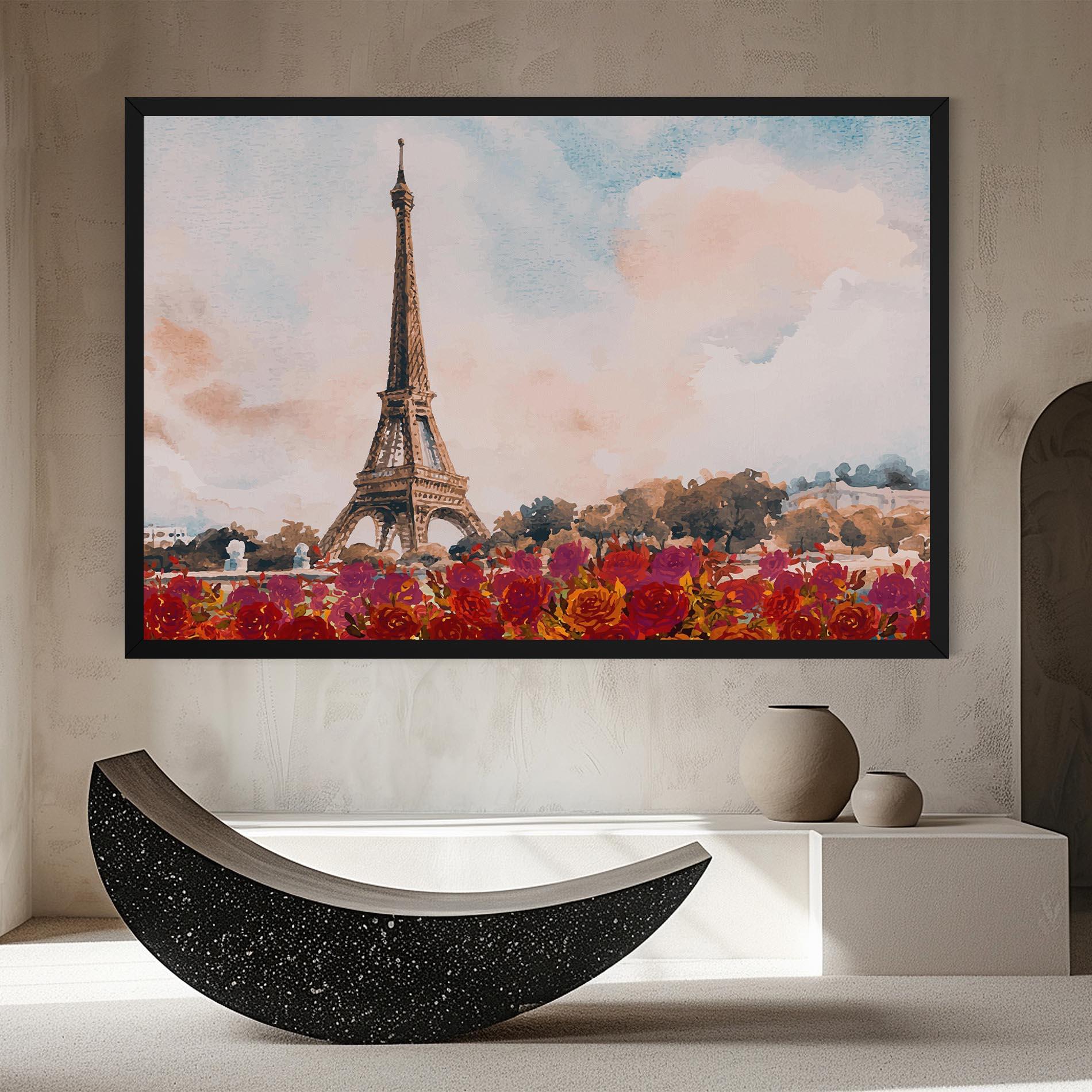 Vászonkép Eiffel Tower Roses mockup 8