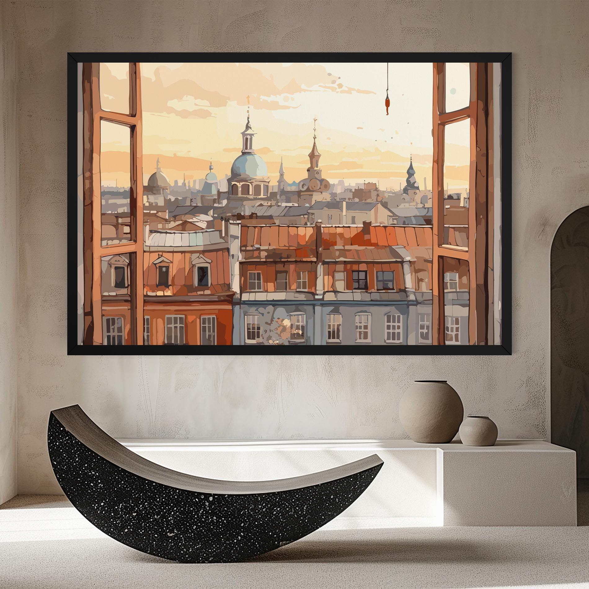 Vászonkép Window City View mockup 8