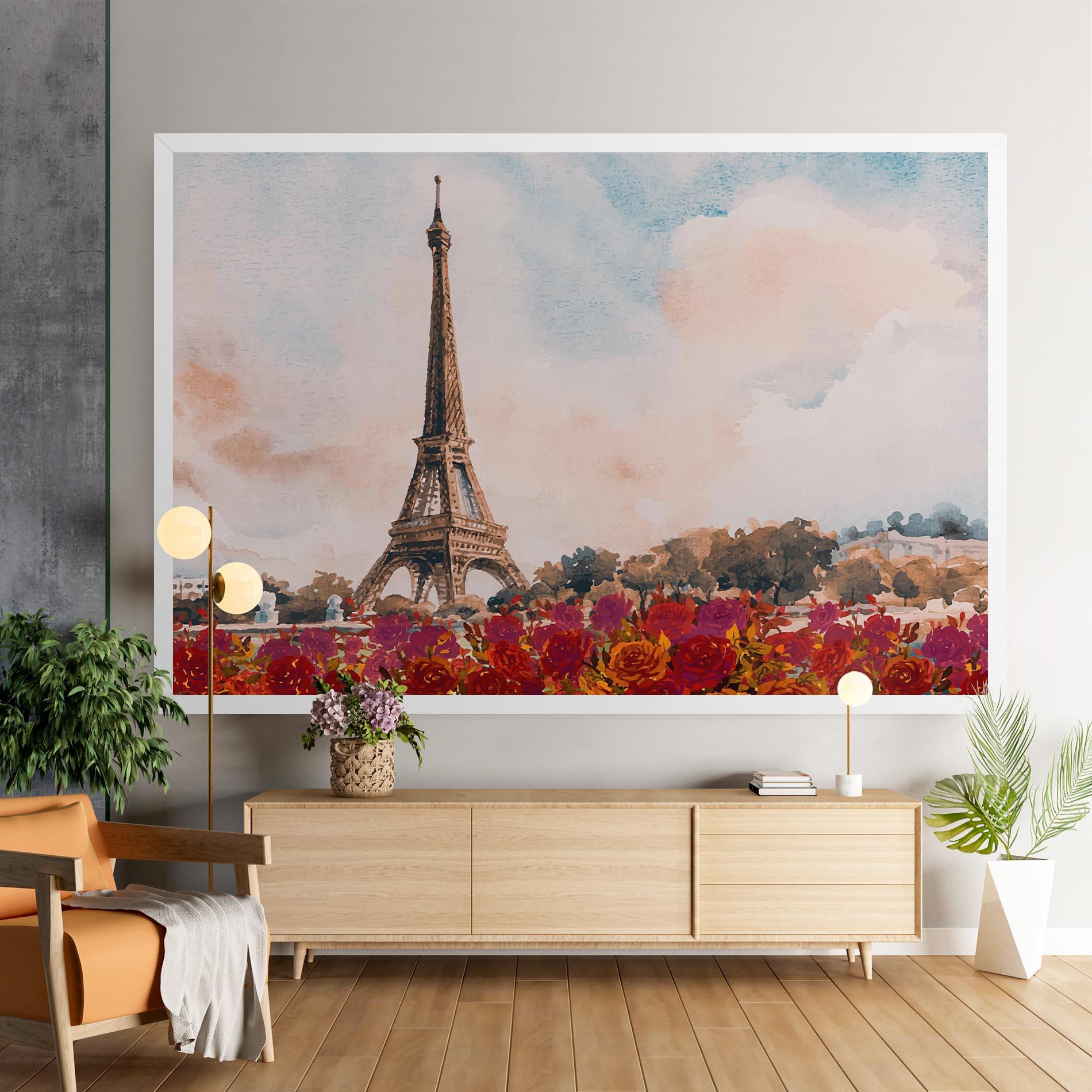 Vászonkép Eiffel Tower Roses mockup 9