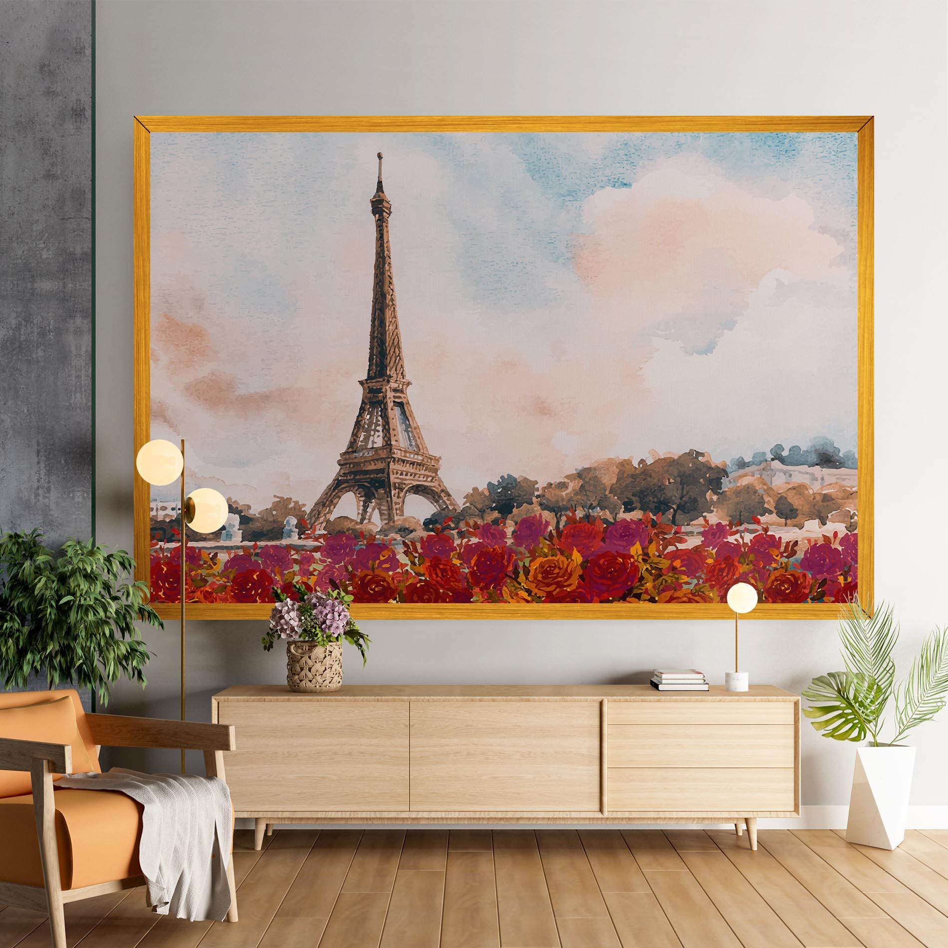 Vászonkép Eiffel Tower Roses mockup 9