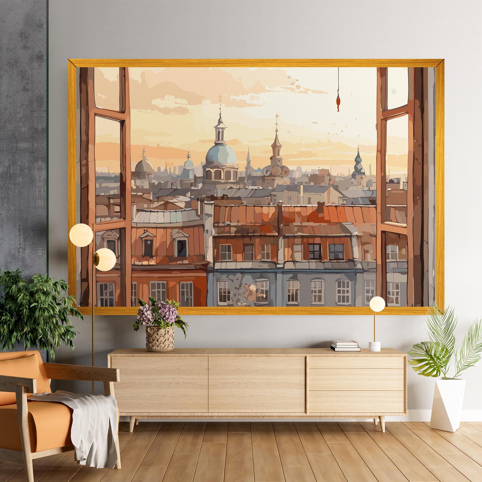 Vászonkép Window City View mockup 9