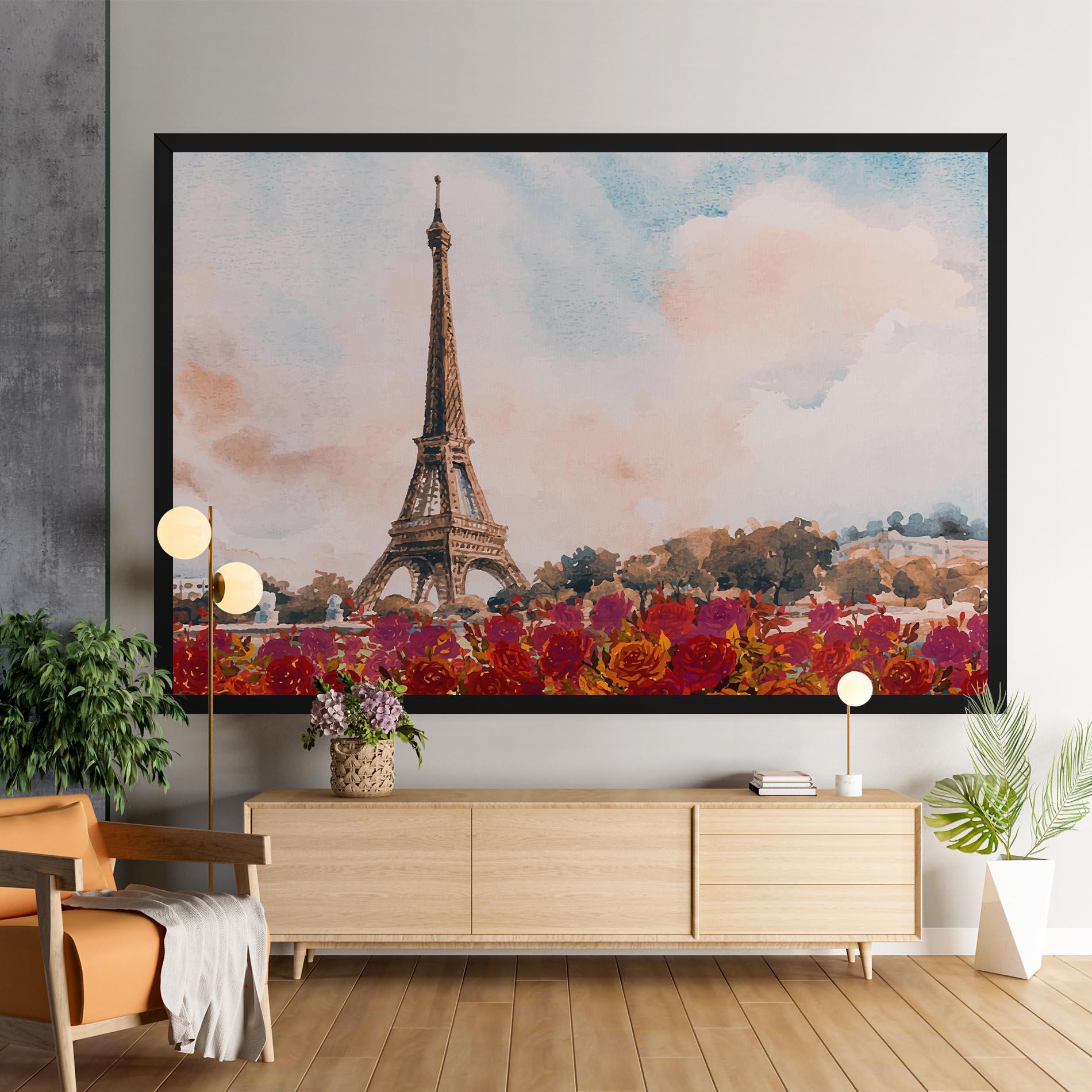 Vászonkép Eiffel Tower Roses mockup 9