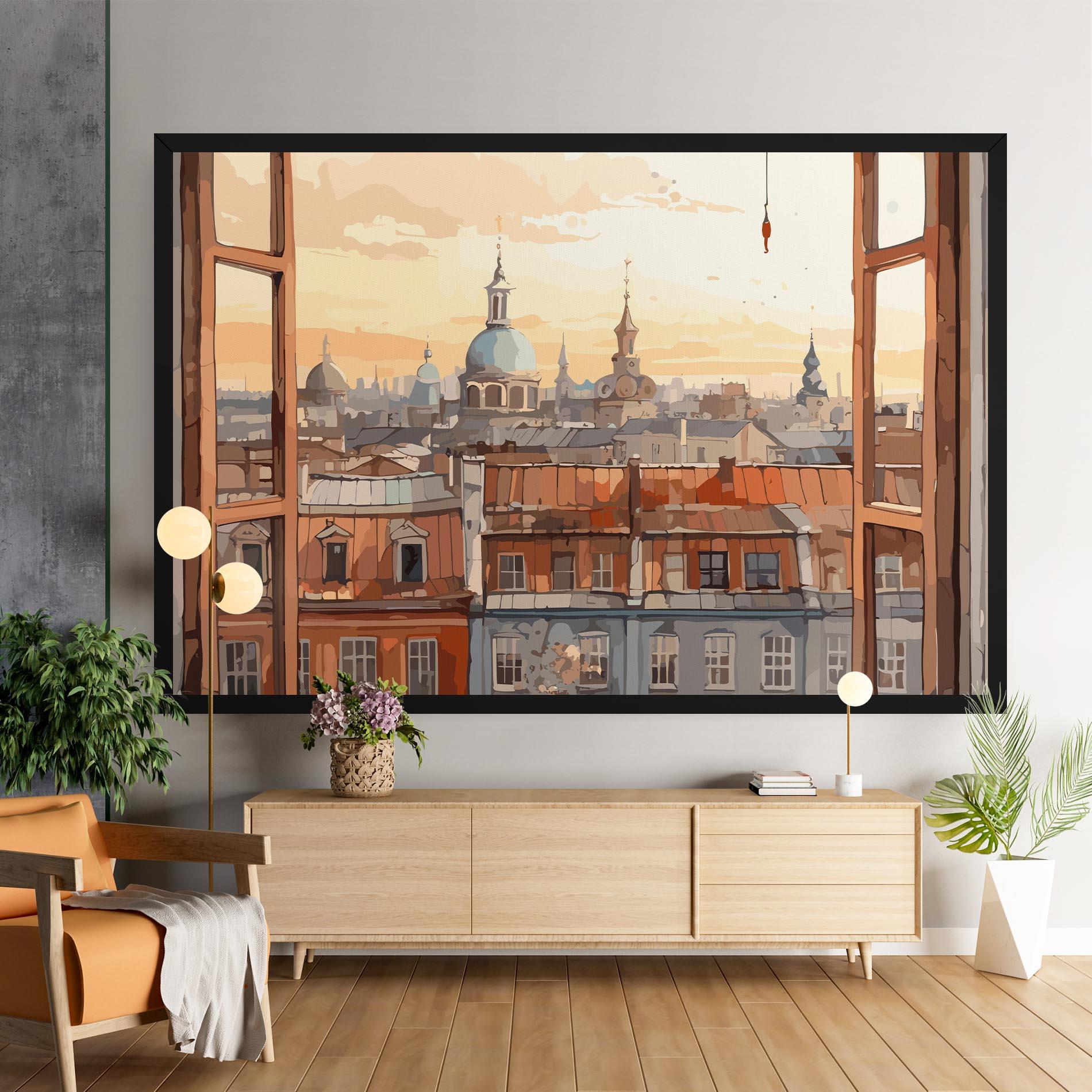 Vászonkép Window City View mockup 9
