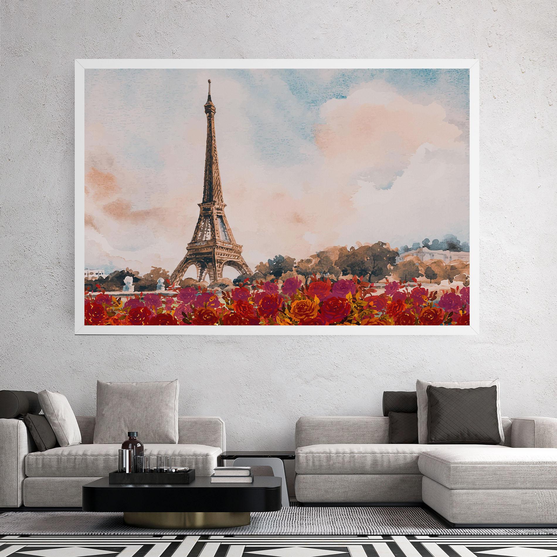 Vászonkép Eiffel Tower Roses mockup 2