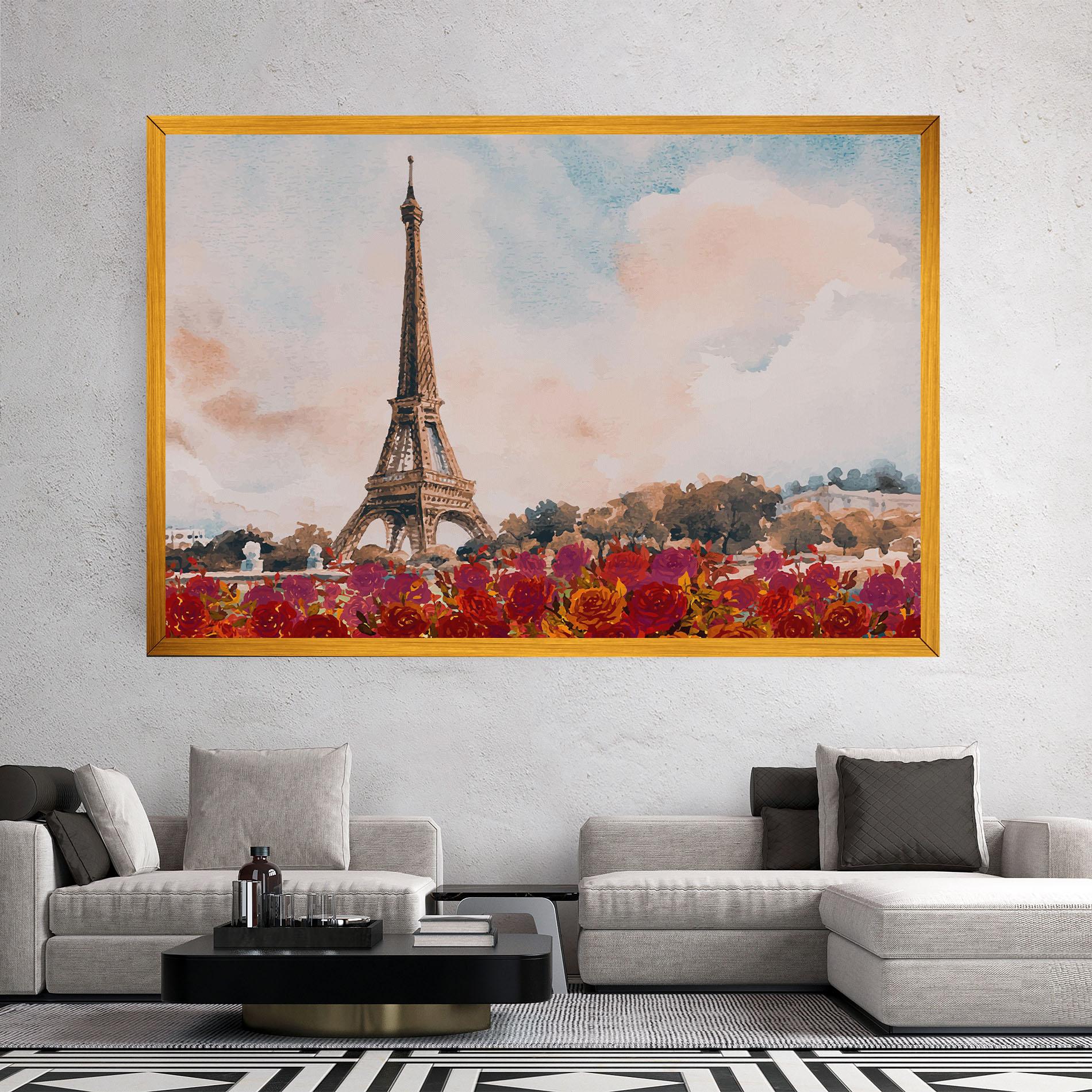 Vászonkép Eiffel Tower Roses mockup 2
