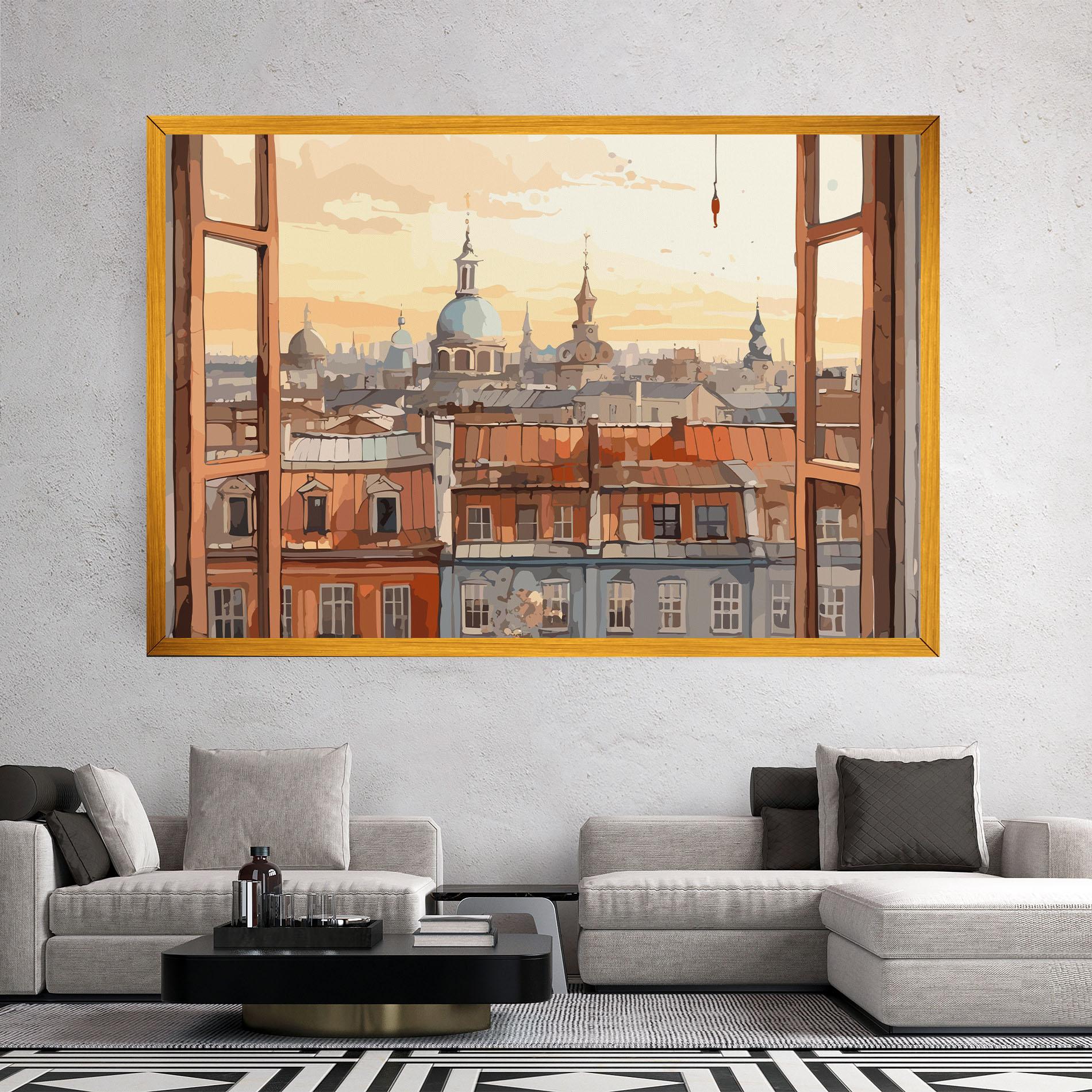 Vászonkép Window City View mockup 2