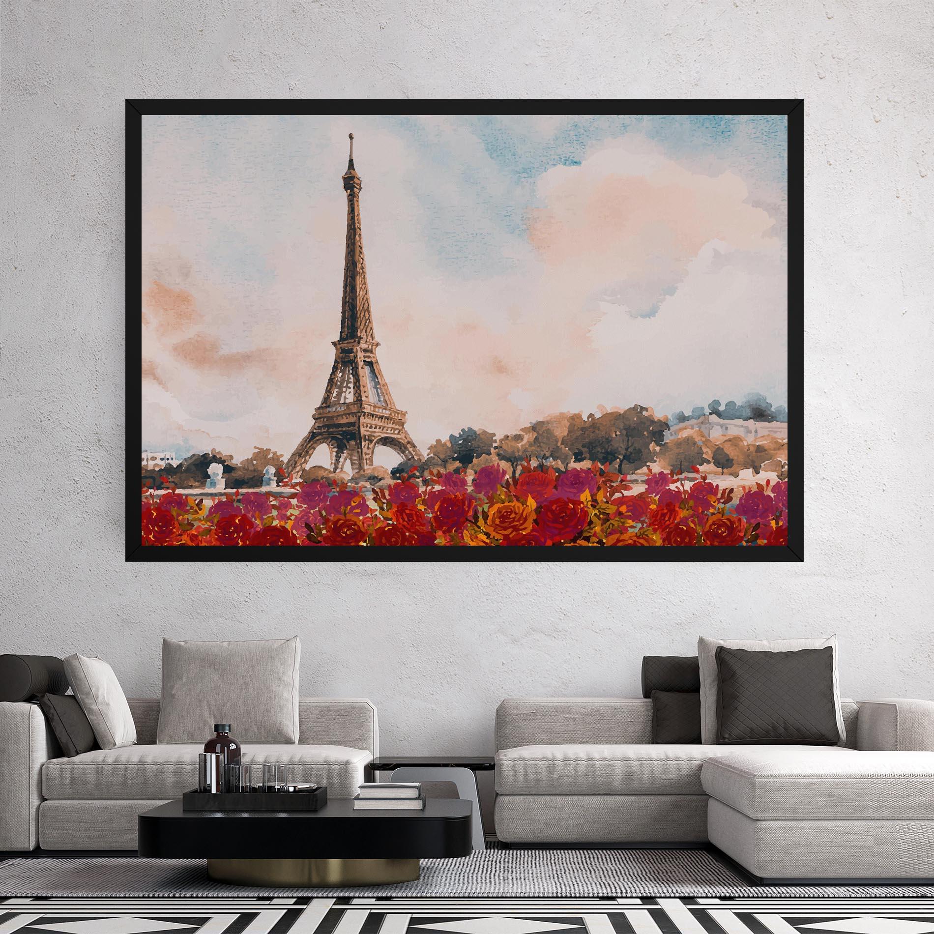 Vászonkép Eiffel Tower Roses mockup 2