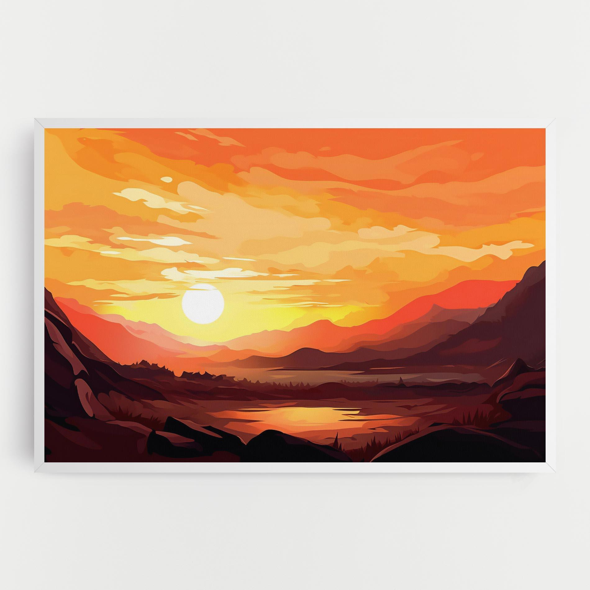 Vászonkép Beautiful Sunset Illustration mockup 0