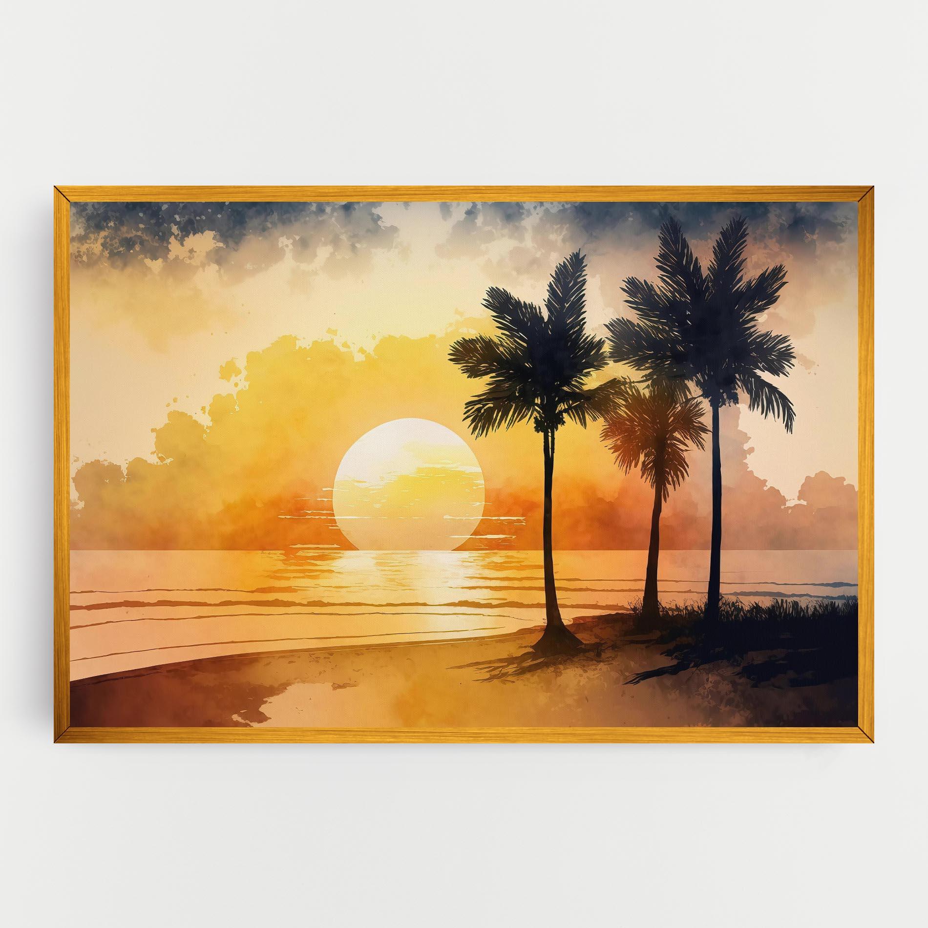 Vászonkép Palm Trees Sunset mockup 0