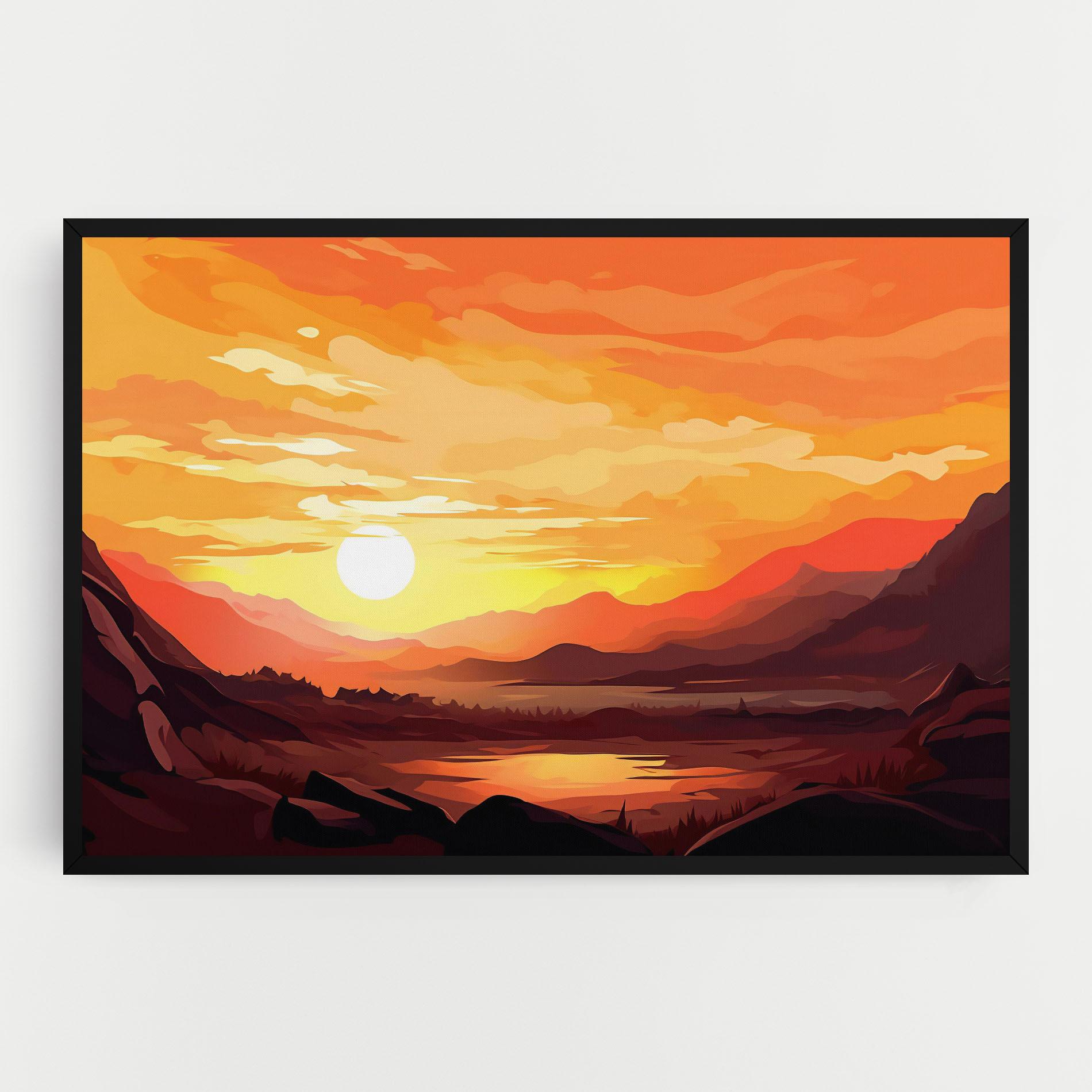 Vászonkép Beautiful Sunset Illustration mockup 0