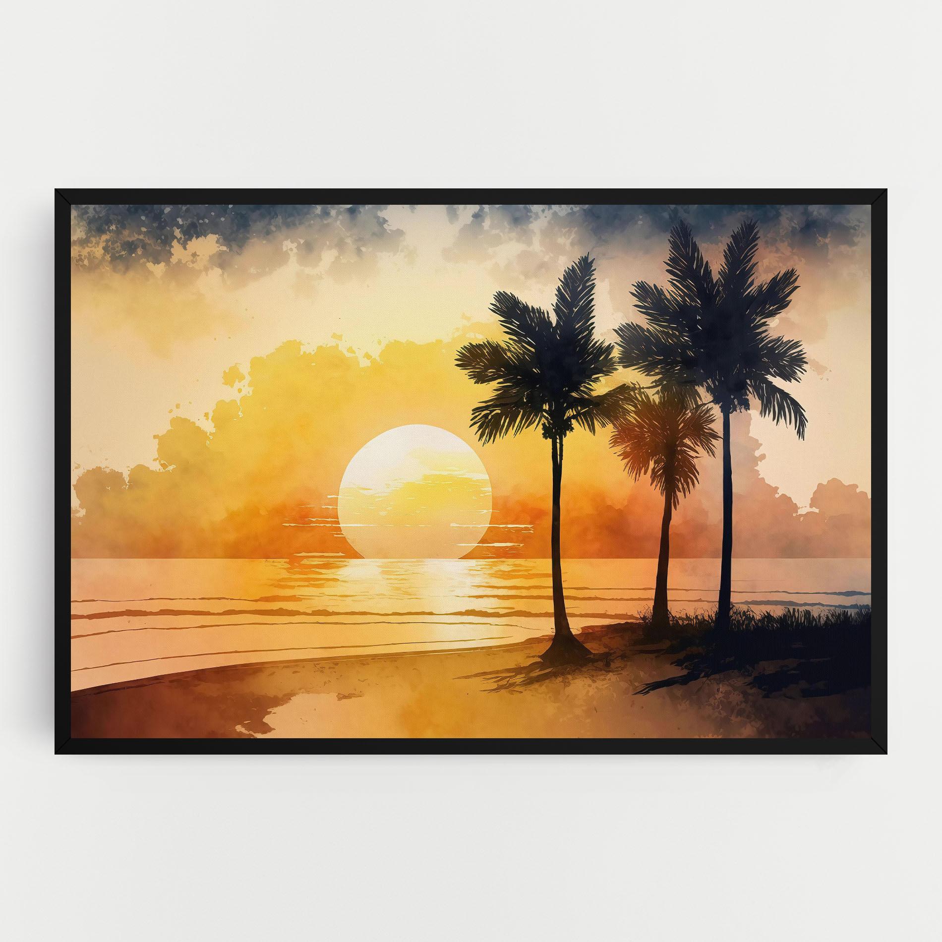 Vászonkép Palm Trees Sunset mockup 0